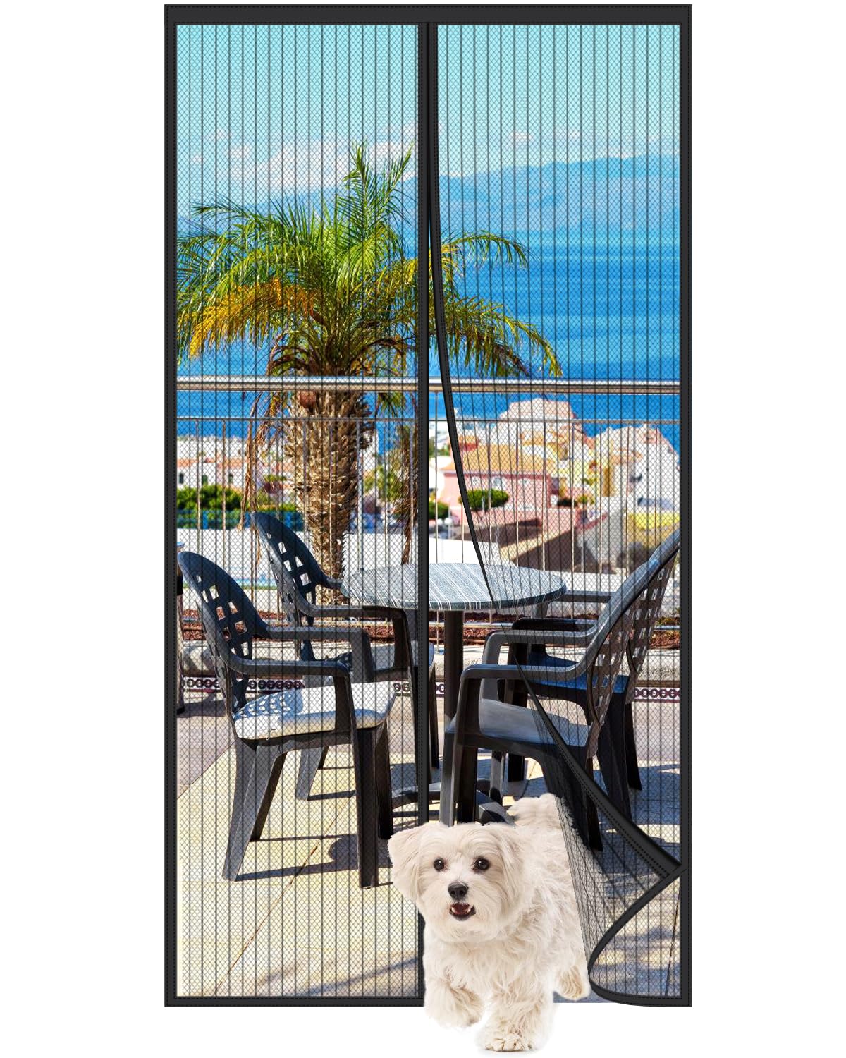 Lzerking Magnetic Screen Door Fit Door Size to 36" x 82"(Screen Itself Size: 38" x 83"), Heavy Duty Self Closing Screen Door with Hook Tapes for Interior Door, Pet and Kid Friendly