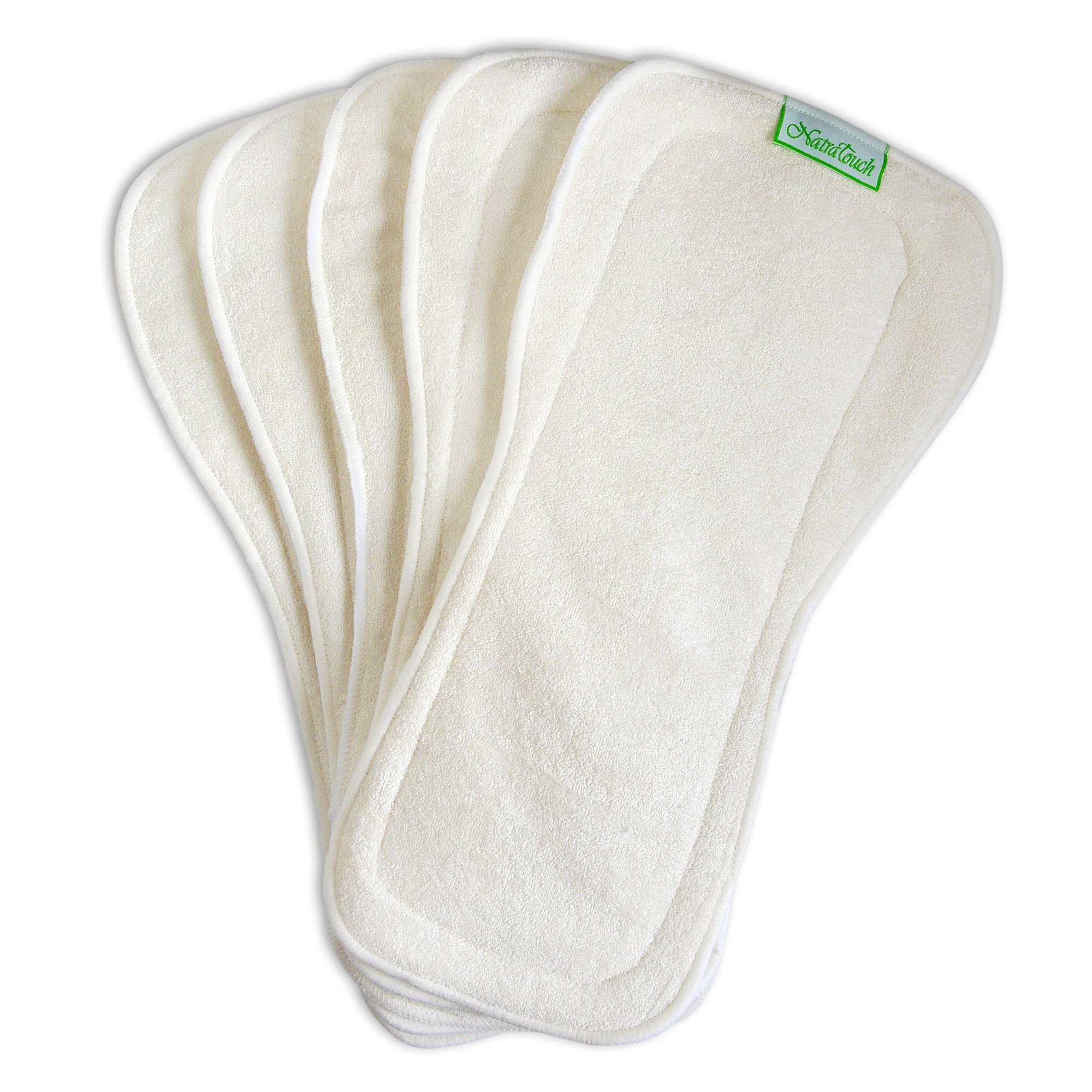 14" Long Reusable Fabric Incontinence Liners (Unisex) 4 Layers (2 Bamboo and 2 Microfiber) 5 Packs (White)