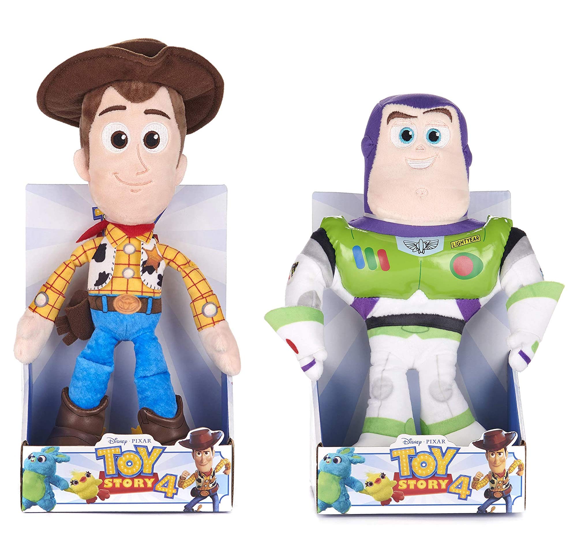 Disney Toy Story 4 - Woody & Buzz Lightyear 10" Plush Soft Toys in Gift Boxes