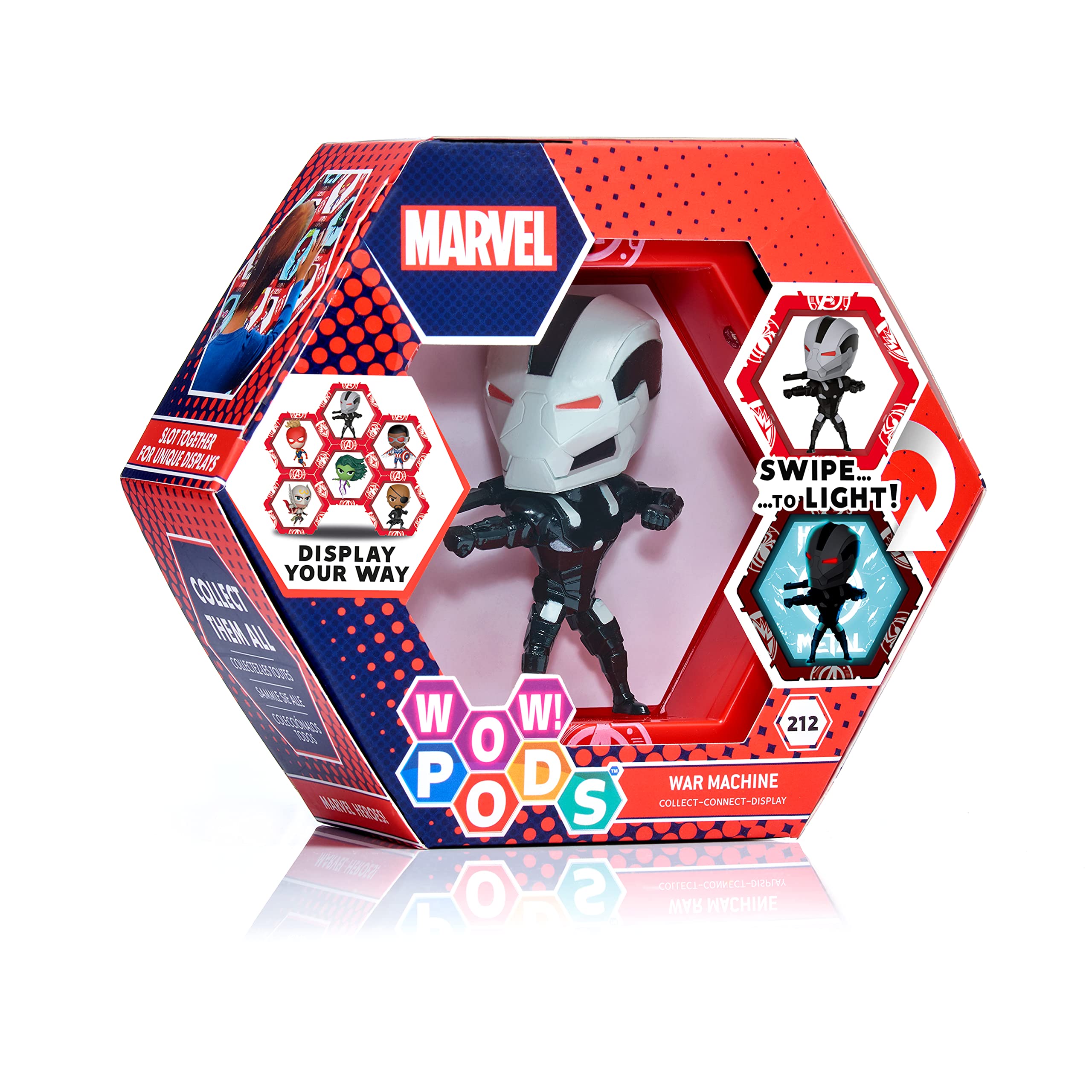 WOW! PODS Marvel Avengers Collection - War Machine| Superhero Toys Light-Up Bobble-Head Figure | Official Marvel Collectable Toys & Gifts | Number 212 in Series