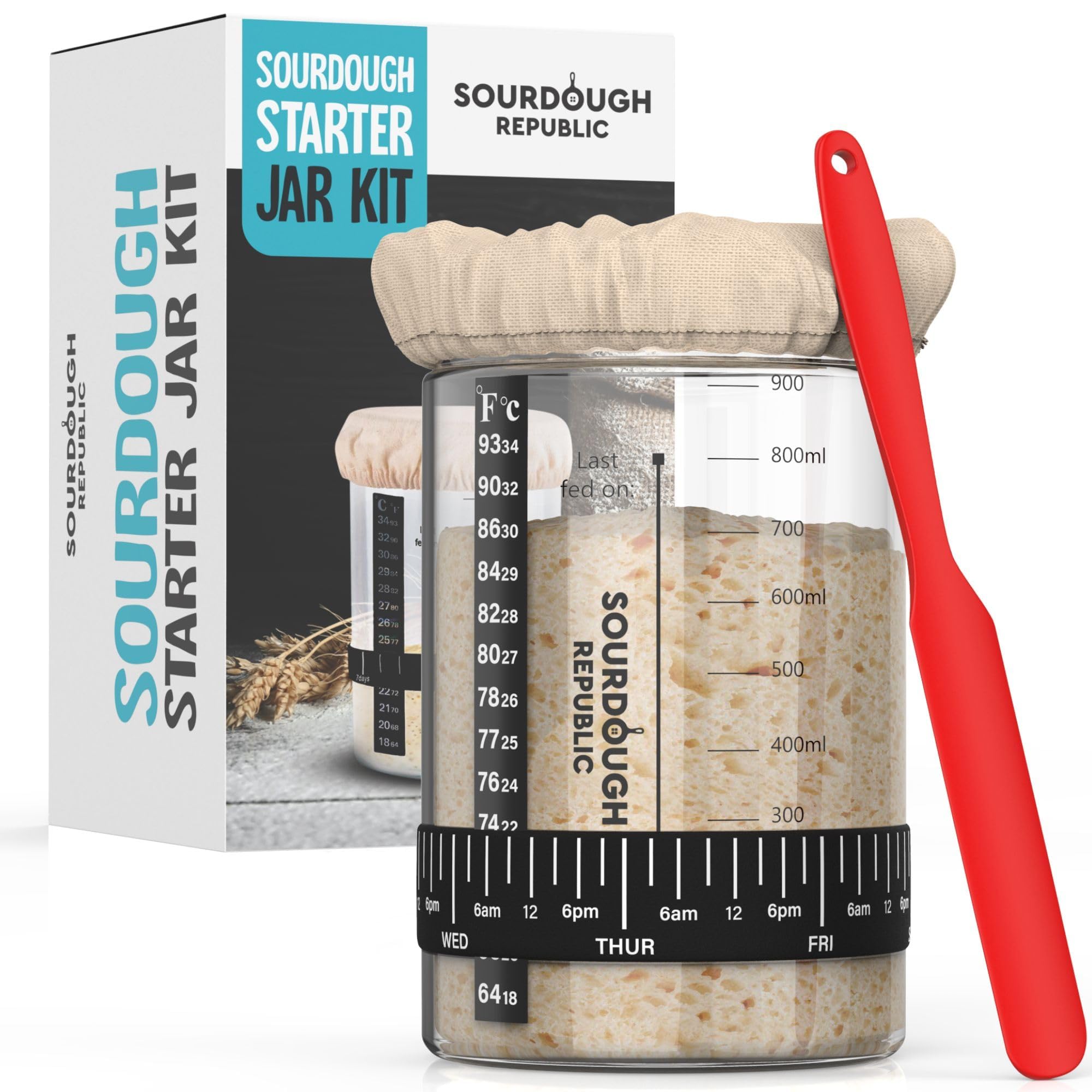 Sourdough Starter Jar Kit, 36 oz, Sourdough Bread Baking Supplies, Sourdough Starter Jar, Bread Making Kit, Sourdough Jar, Sour Dough Accessories