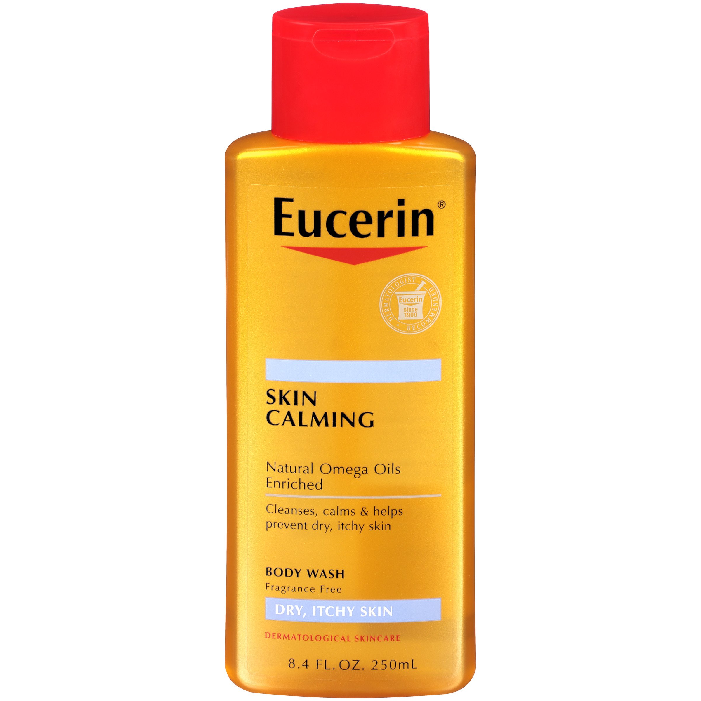 Eucerin Skin Calming Dry Skin Body Wash with Natural Omega Oils Fragrance Free, 8.4 Fluid Ounce 250ml