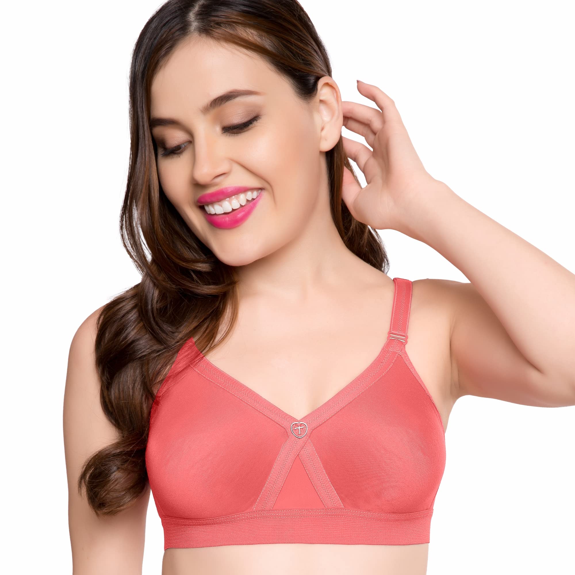 Trylo ALPA Women's Cotton Non-Padded Non-Wired Bra Available Colour in Black/Coral/Marun/Pink/Rasberry/Red/Skin/White/Available in C/D/E/F/G/H/I Cups Available Size in 32 to 46