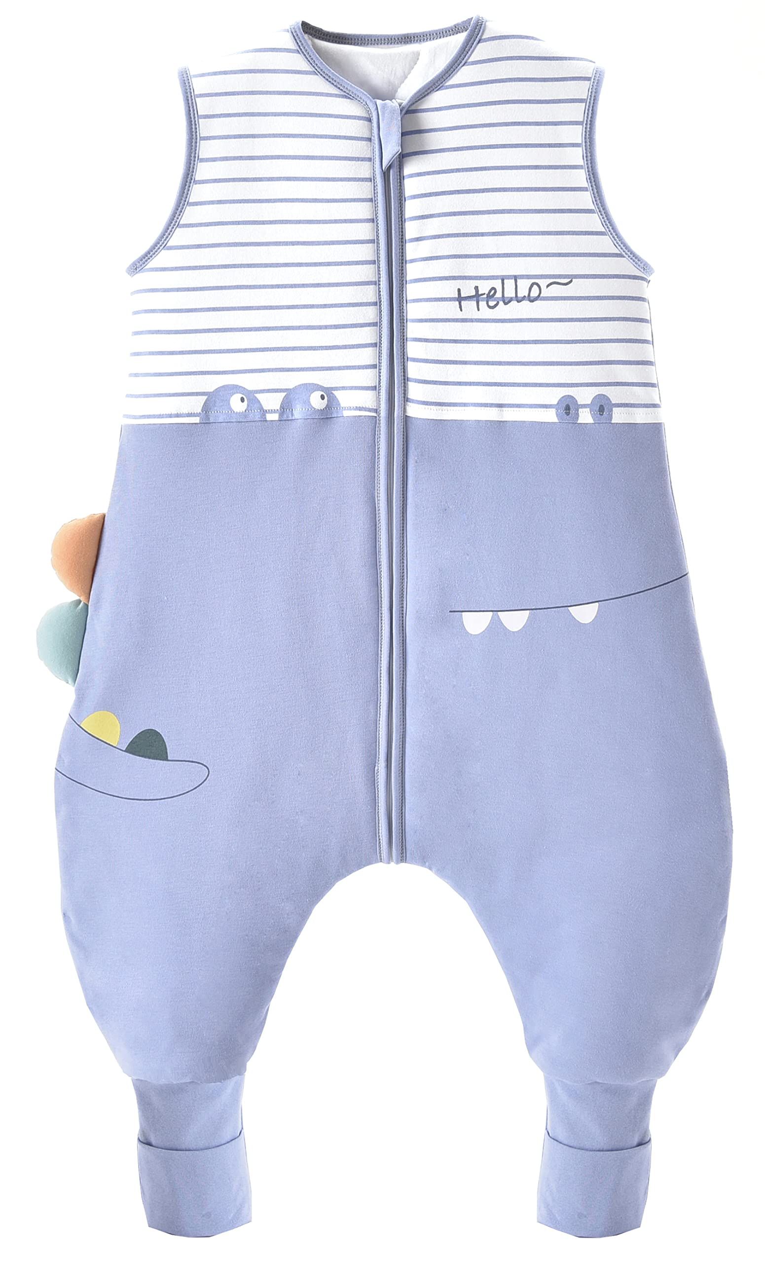 ChilsuessyWinter Baby Sleeping Bag with Feet 2.5 TOG Warm Baby Sleep Sack with Legs 100% Cotton Toddler Wearable Blanket Walker Sleep Sack for Boys and Girls, Blue crocodile, 70cm/6-18Months