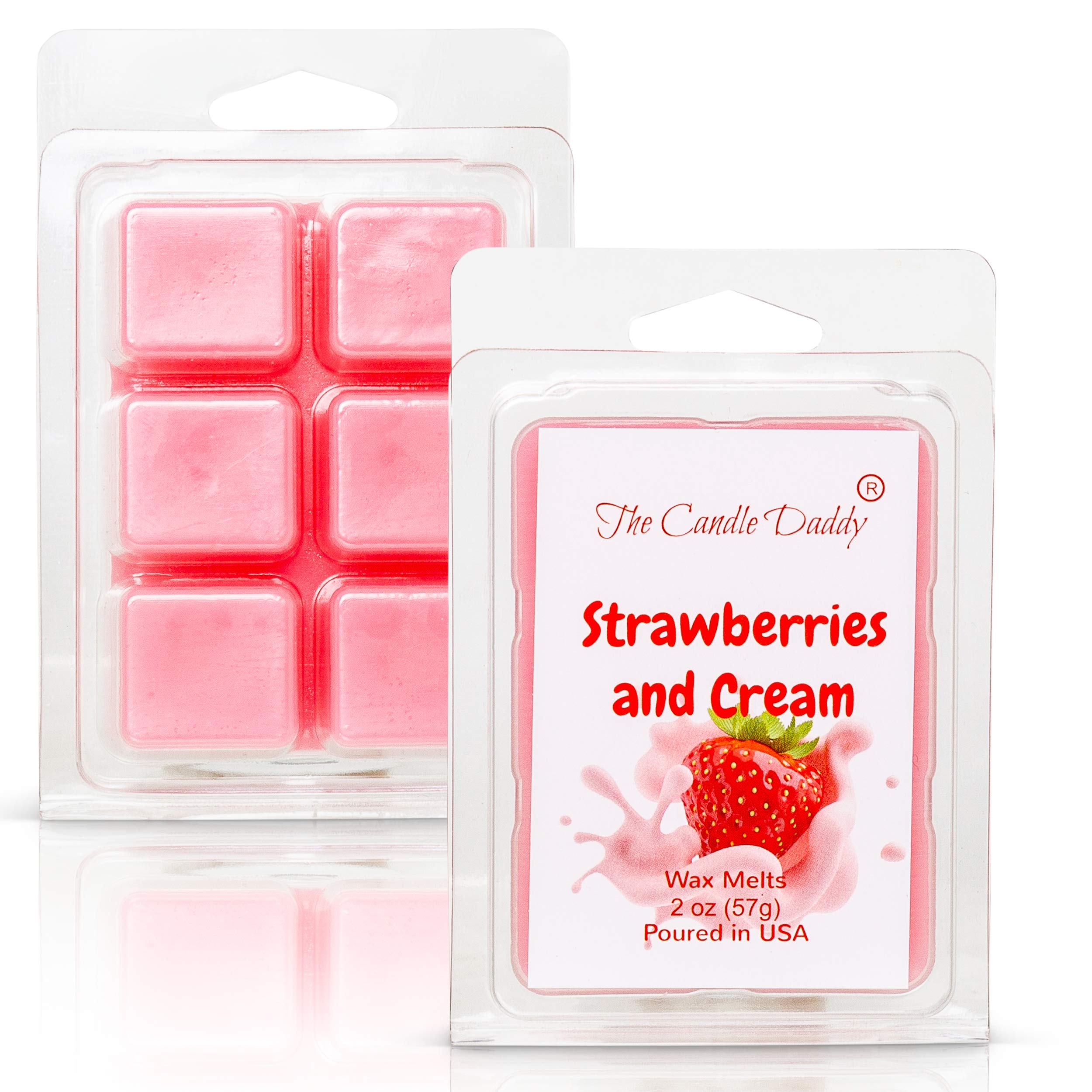 The Candle DaddyStrawberries & Cream - Sweet Strawberry with Cream Scented Melt- Maximum Scent Wax Cubes/Melts- 1 Pack -2 Ounces- 6 Cubes