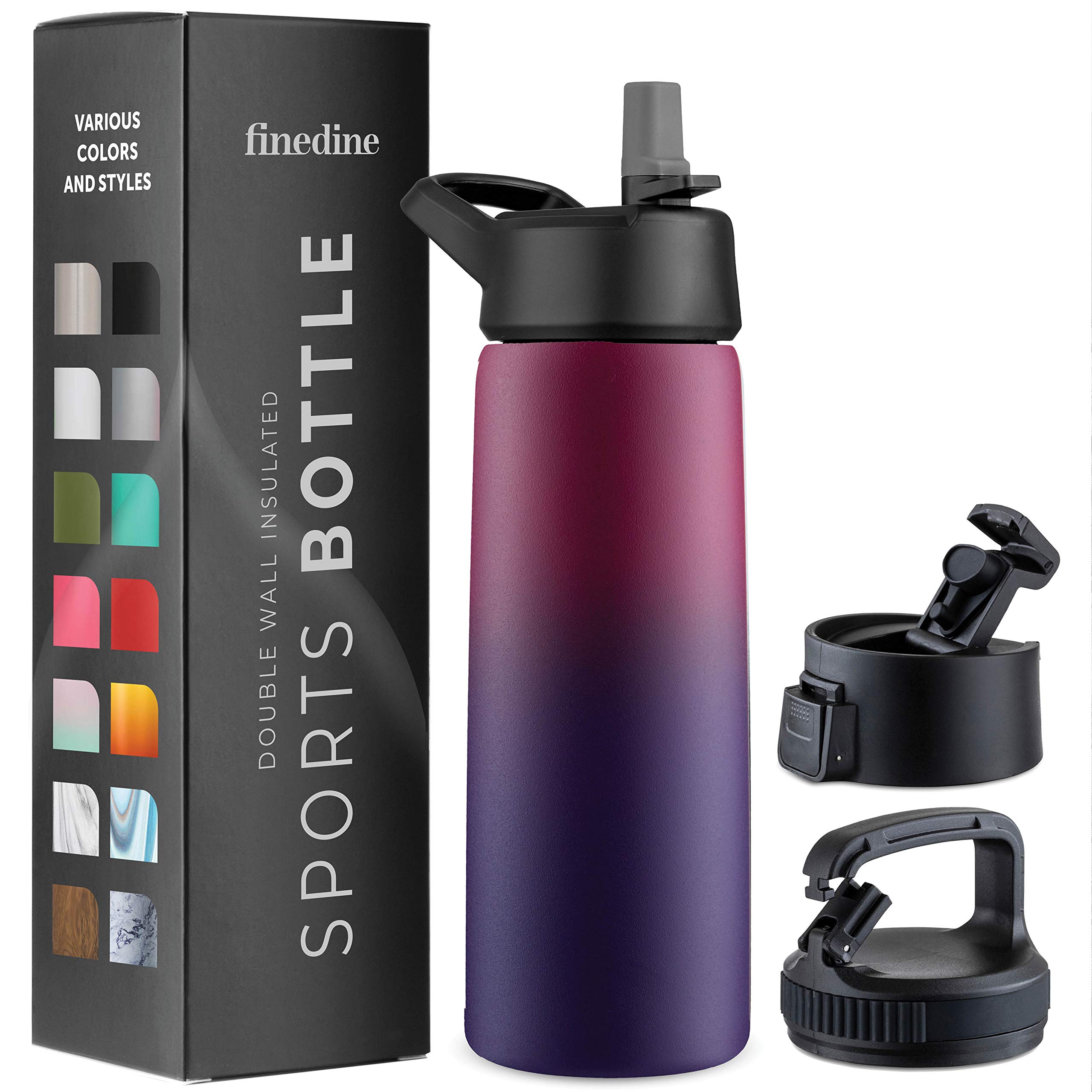 Triple Insulated Stainless Steel Water Bottle With Straw Lid - Flip Top Lid - Wide Mouth Cap (750 ML) Insulated Water Bottles, Keeps Hot and Cold - Great for Hiking & Biking