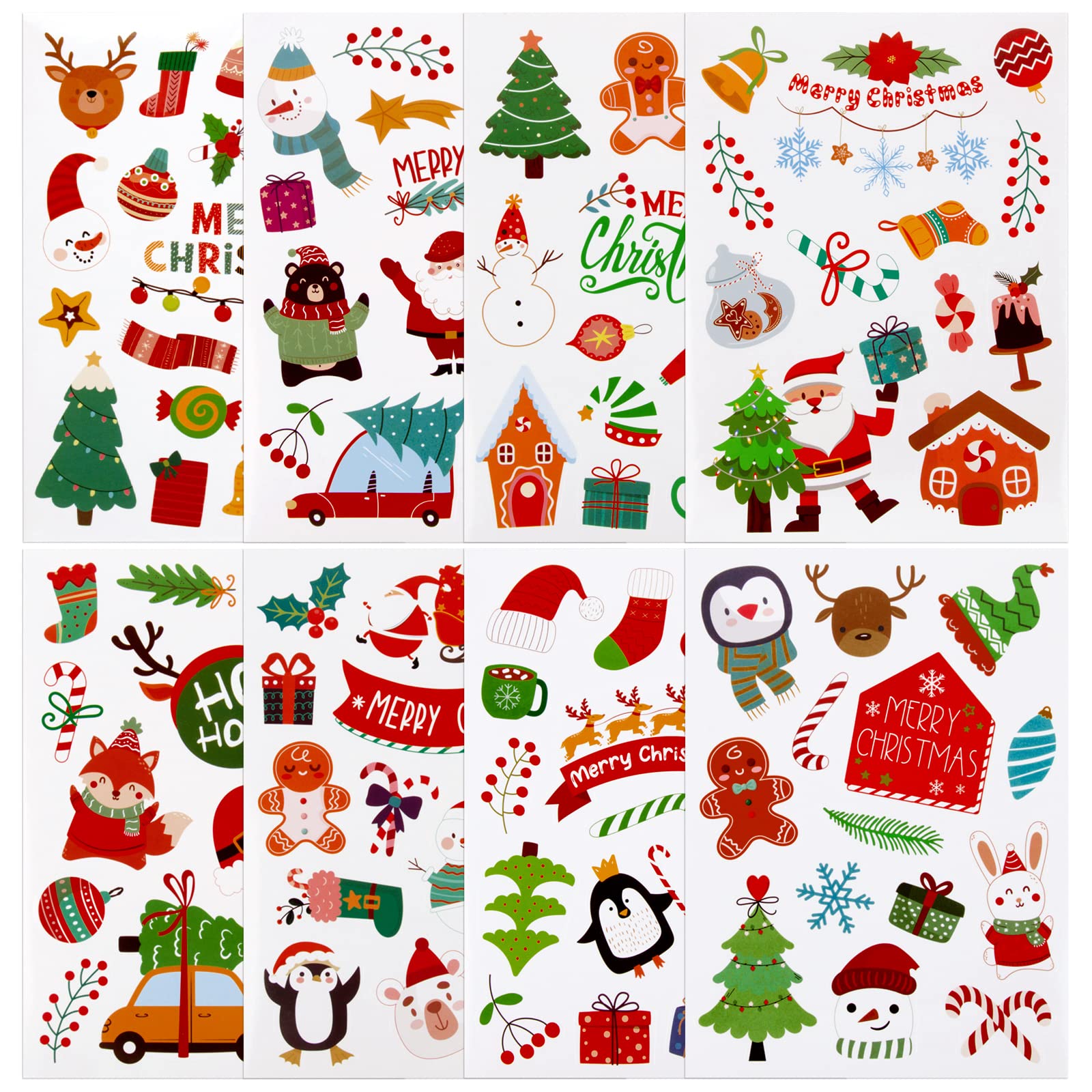 226pcs Christmas Fun Stickers for Kids Cards Crafts Self Adhesive Stickers for Decorations Stocking Fillers Party Bag Fillers Party Favor Christmas Activity Packs