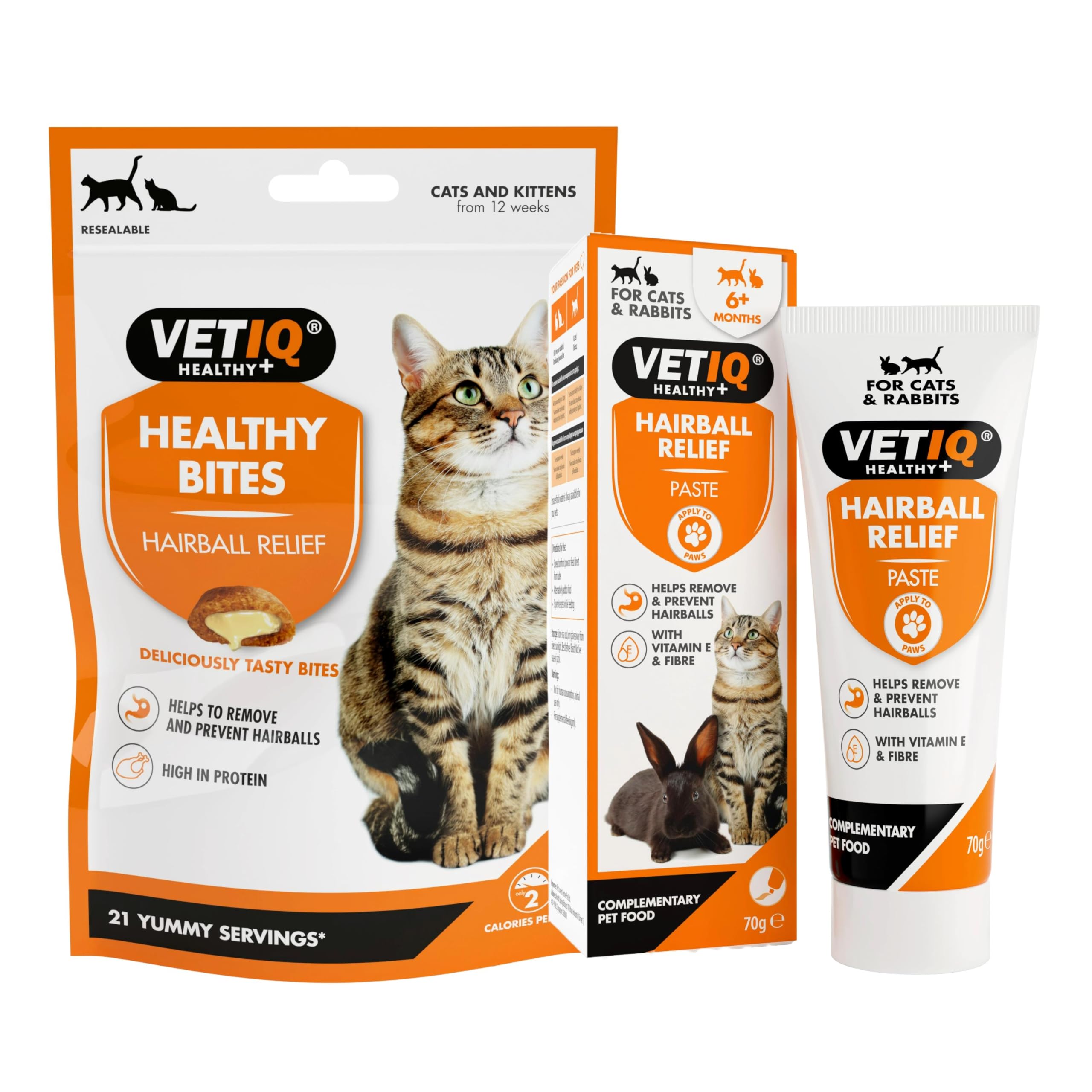 VetIQHairball Prevention Bundle: 4 x 65 g Hairball Remedy Bites & 1 x 70 g Hairball Relief Paste, Helps & Prevents Hair Balls