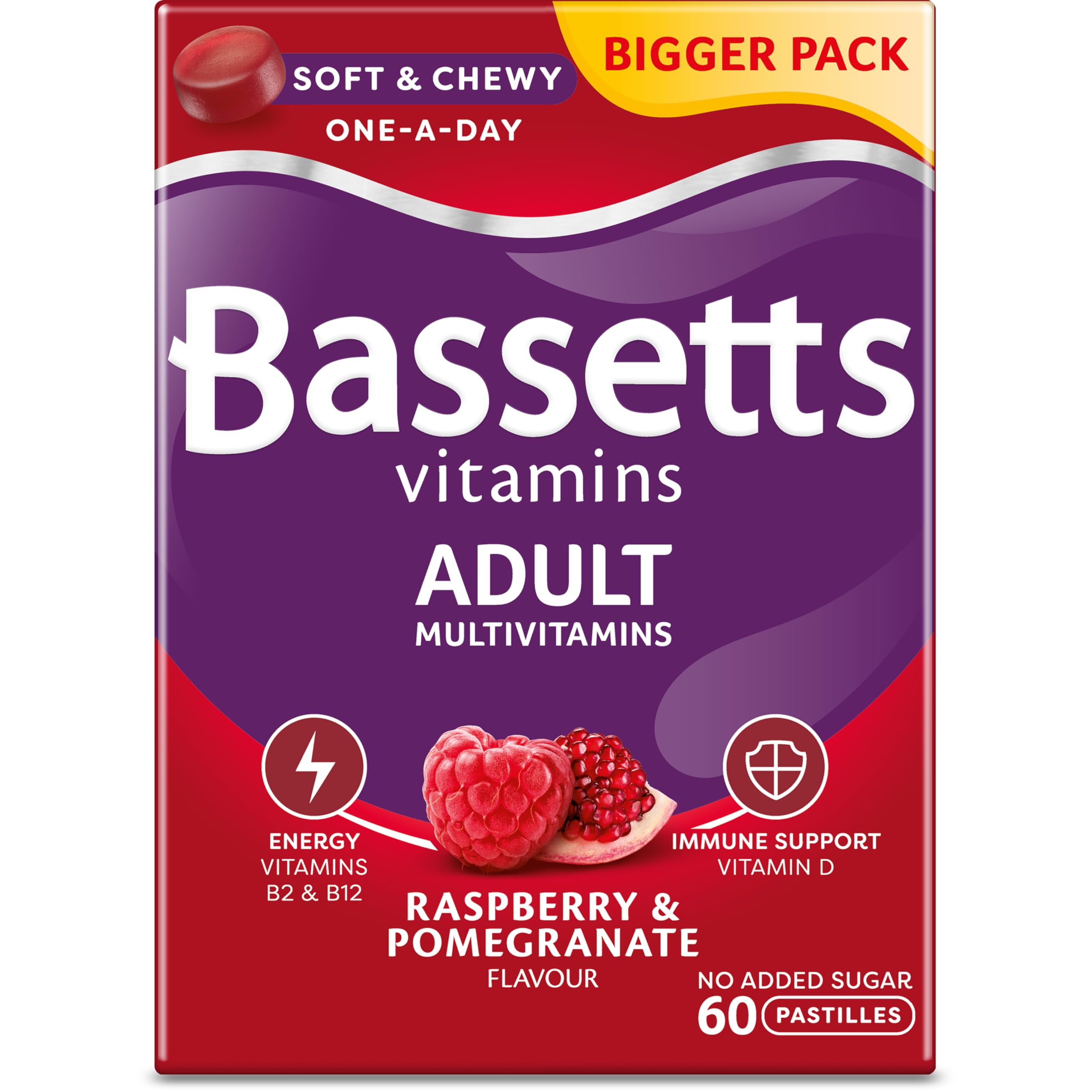 Bassetts Vitamins Adult Raspberry & Pomegranate Flavour Multivitamins 60 Gummy Pastilles