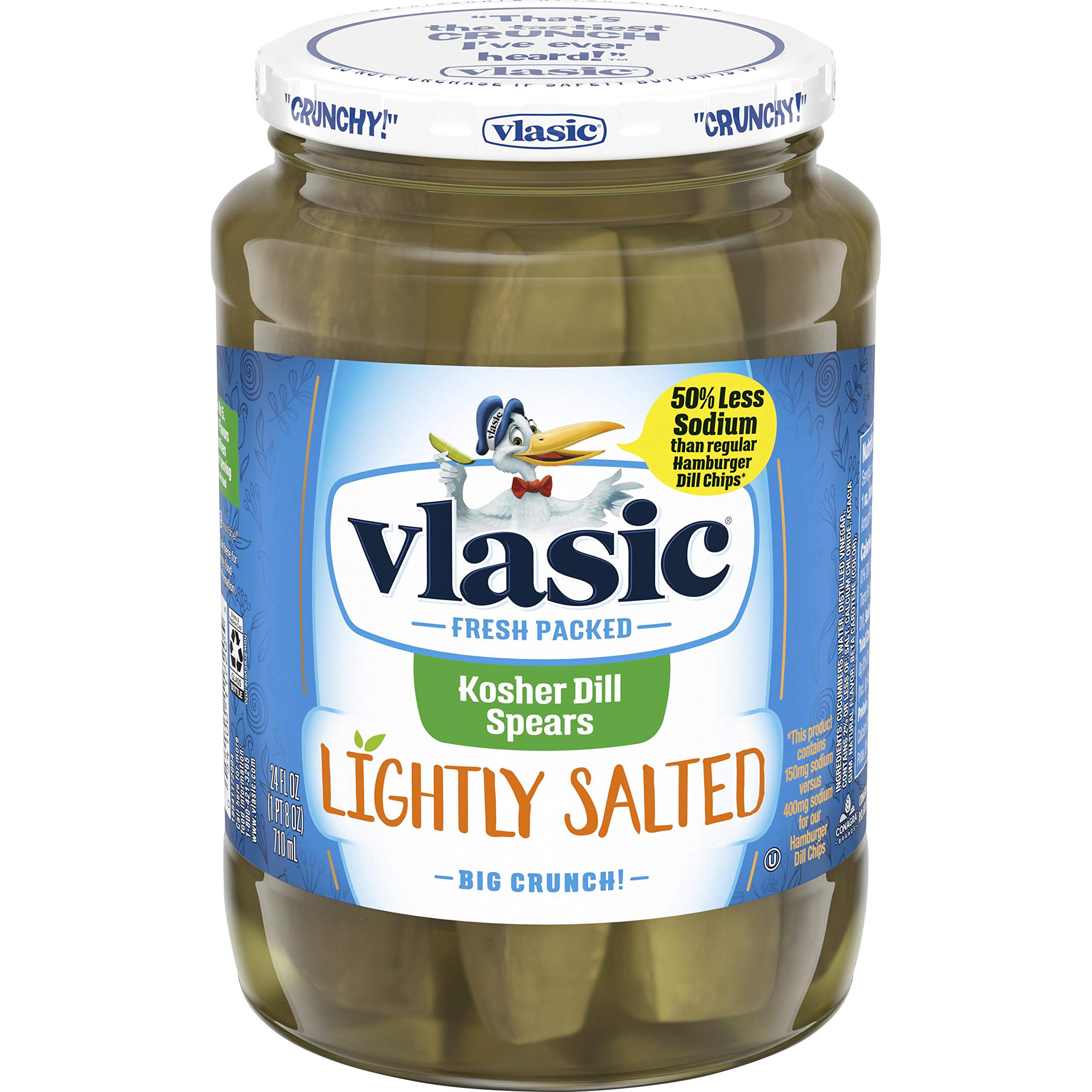 VlasicLightly Salted Kosher Dill Pickle Spears, 24 FL OZ