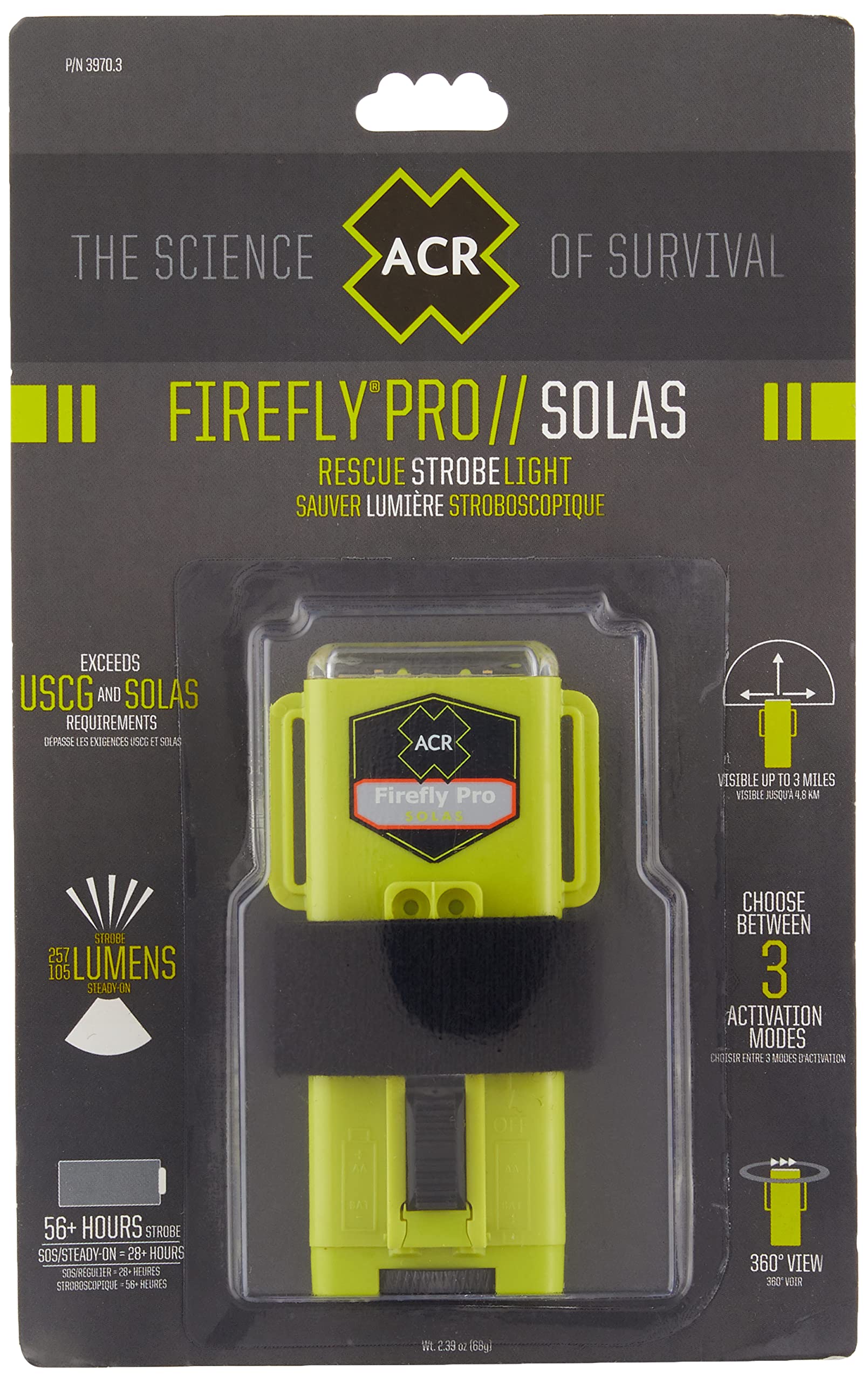 ACR3970.3 Firefly PRO SOLAS Manually Operated Rescue Strobe Light, Carded