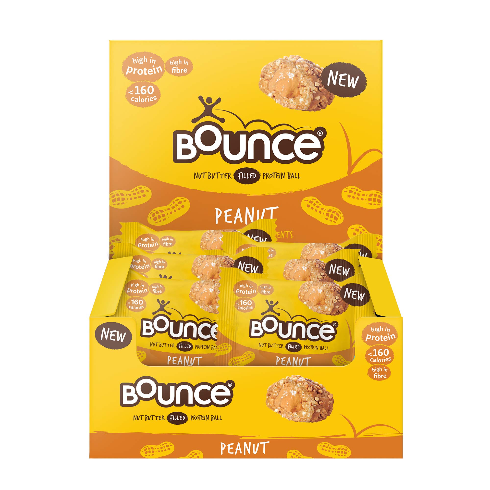 BounceProtein Peanut Balls, Filled With A Nut Butter Centre, 12 x 35g Individual Protein Balls