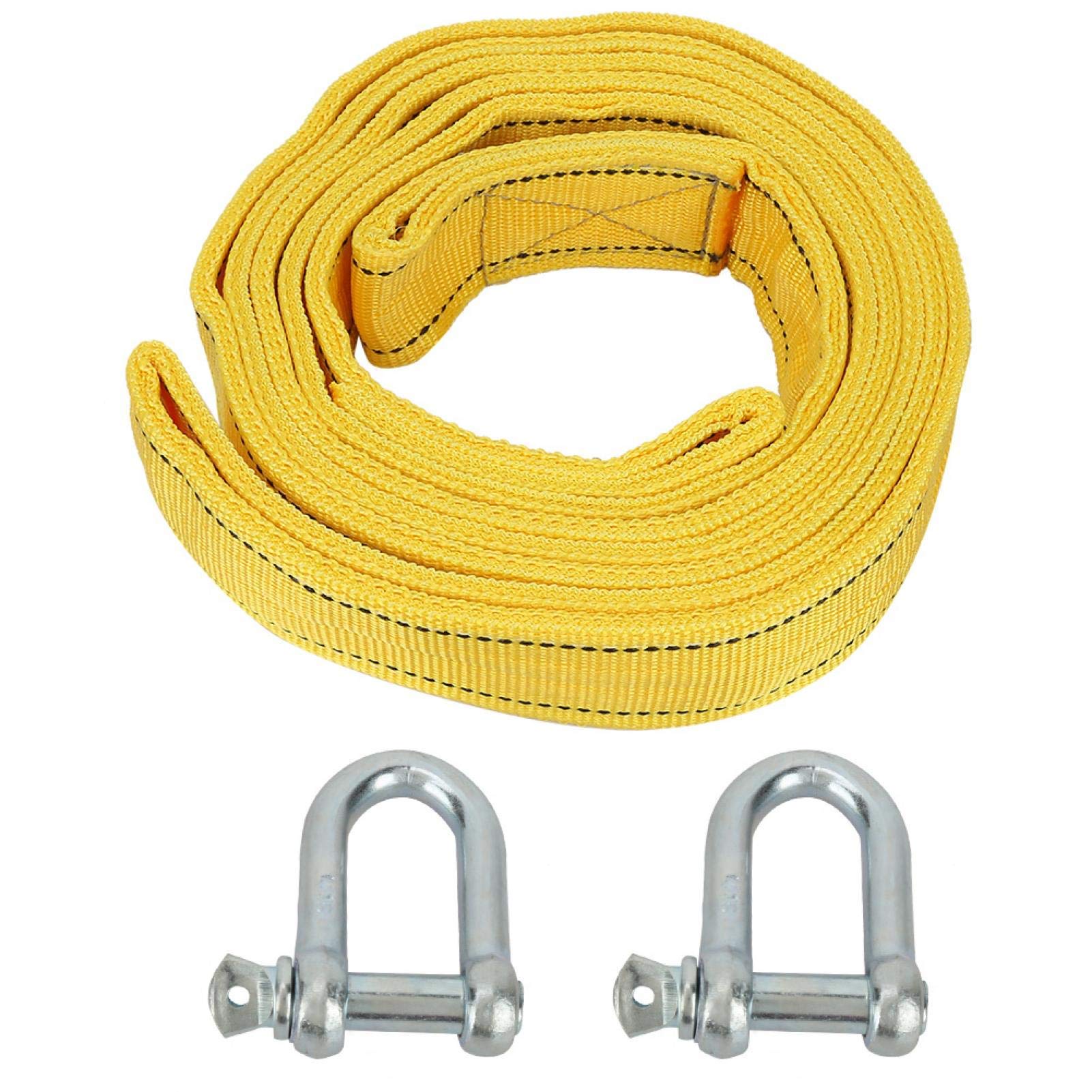 Towing Straps, 8 Tons High Strength Car Trailer Towing Rope Recovery Tow Strap with U-shape Hooks for Emergency Off Road