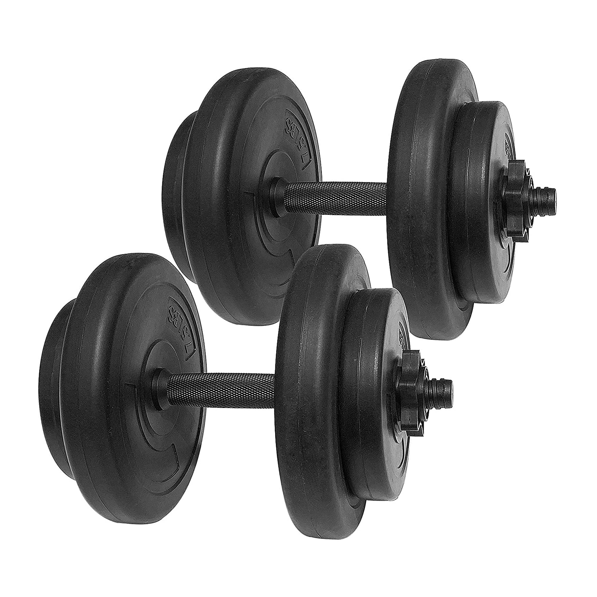 BalanceFromFitness 40 Pound All Purpose Vinyl Weight Dumbbell Set with 2.5 Pound and 7.5 Pound Weights and Collar Locks, 14 Piece Set, Black