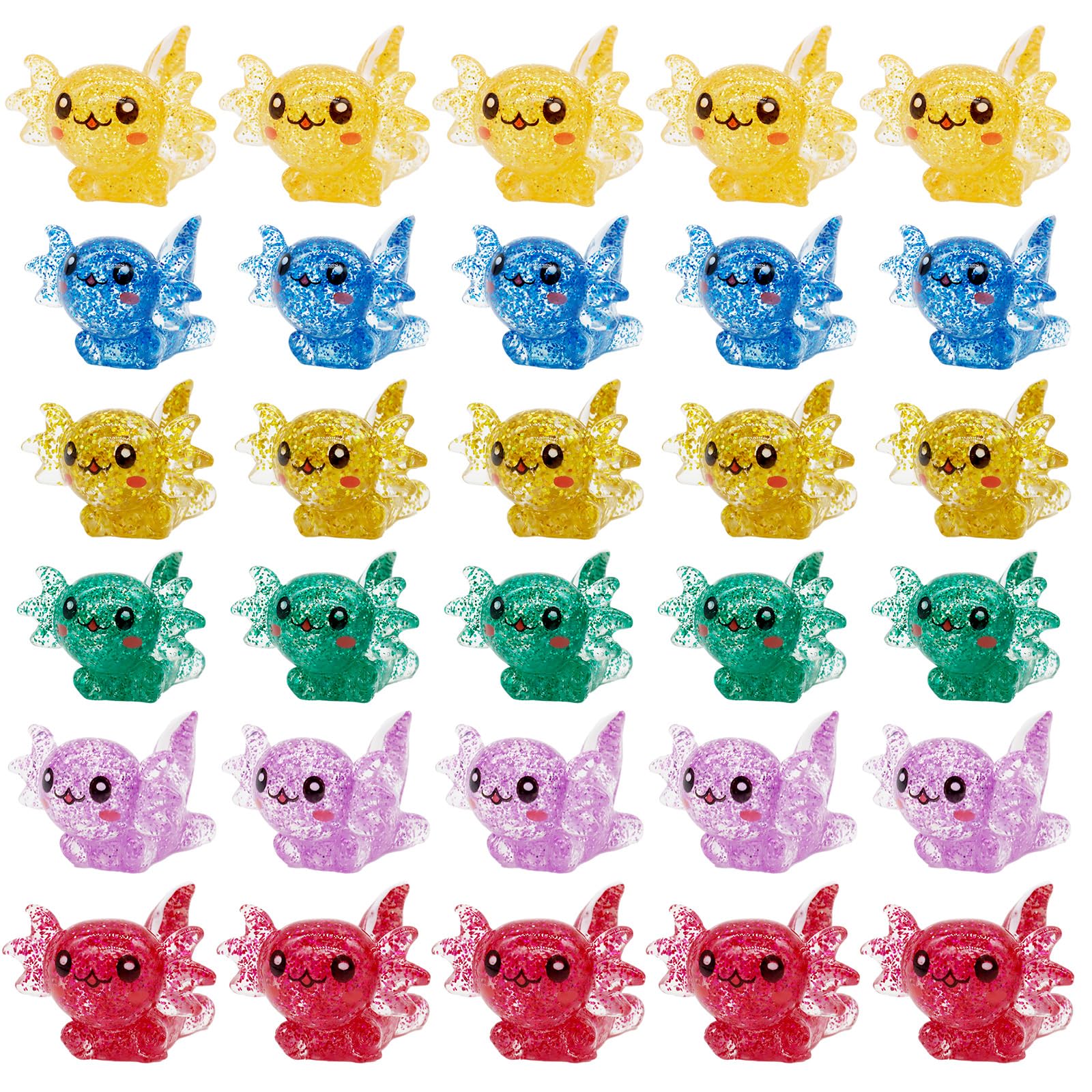 X Hot Popcorn 30pcs Mini Axolotl Resin Charms Miniature Glitter Axolotl Tiny Animal Figures Resin Trinkets Marine Aquarium Ornaments Dollhouse Decor for DIY Fish Tank Potted Garden Fairy Accessory