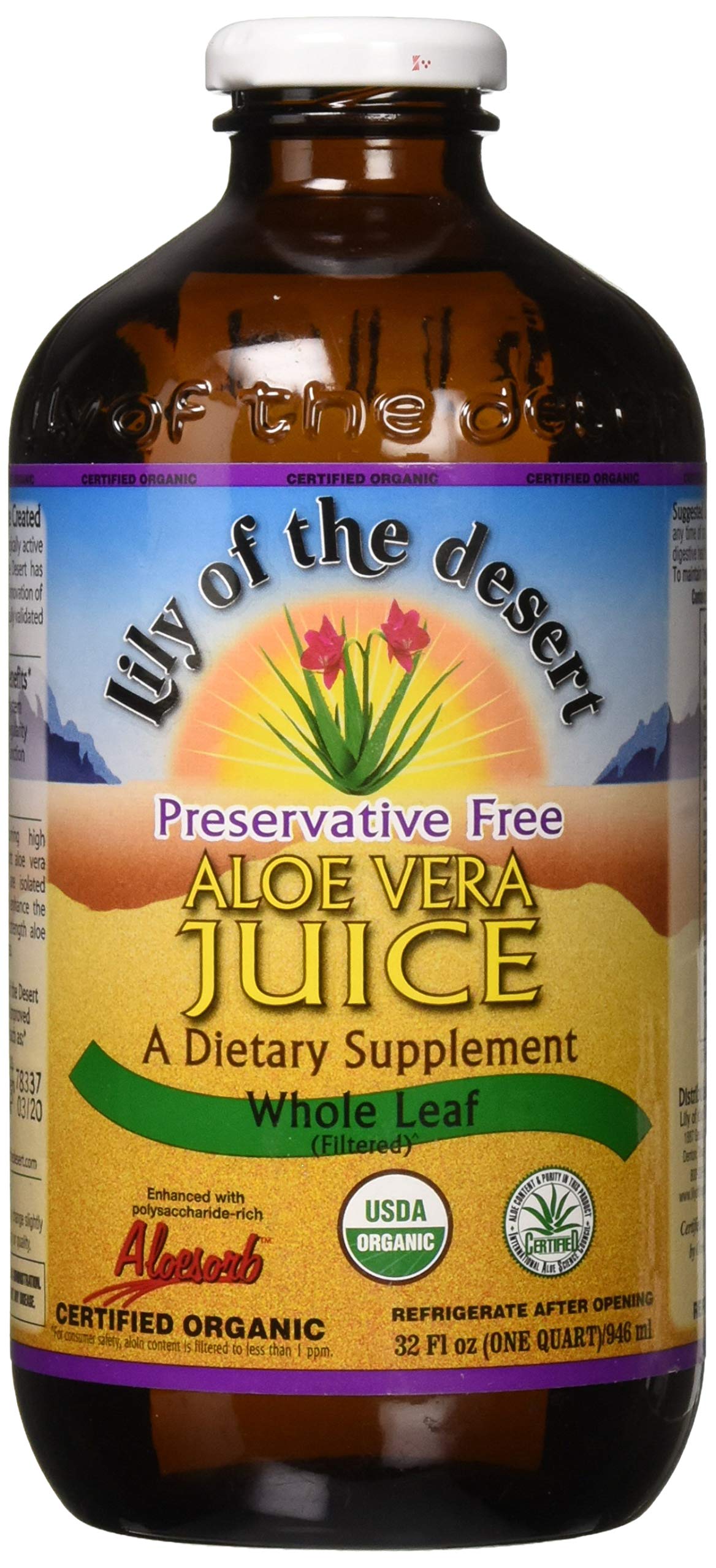 Lily Of The Desert Organic Aloe Vera Juice Whole Leaf, 946 Ml