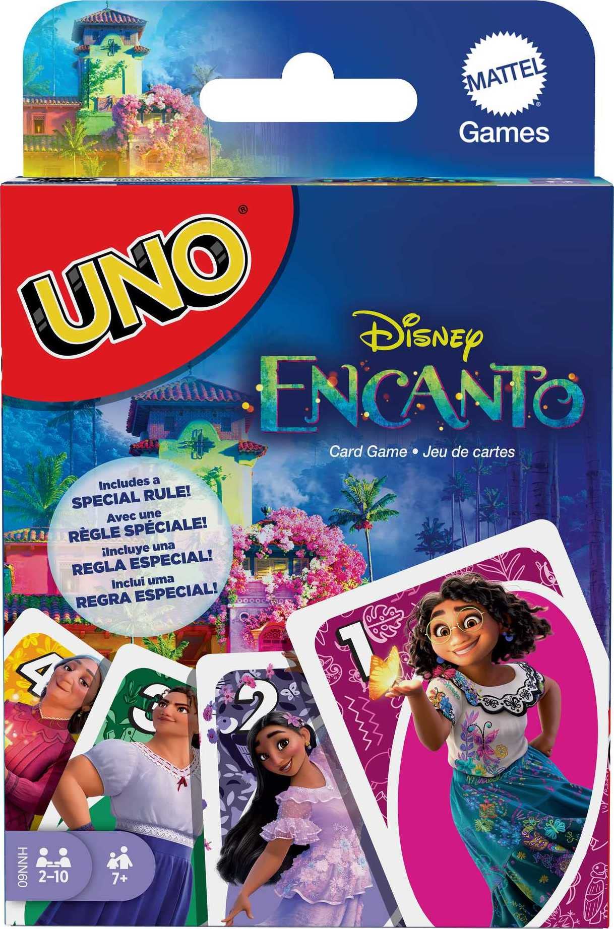 Mattel Games UNO Disney Encanto Card Game for Kids, Adults, Families & Game Nights, Deck & Special Rule Inspired by The Movie, 2 to 10 Players