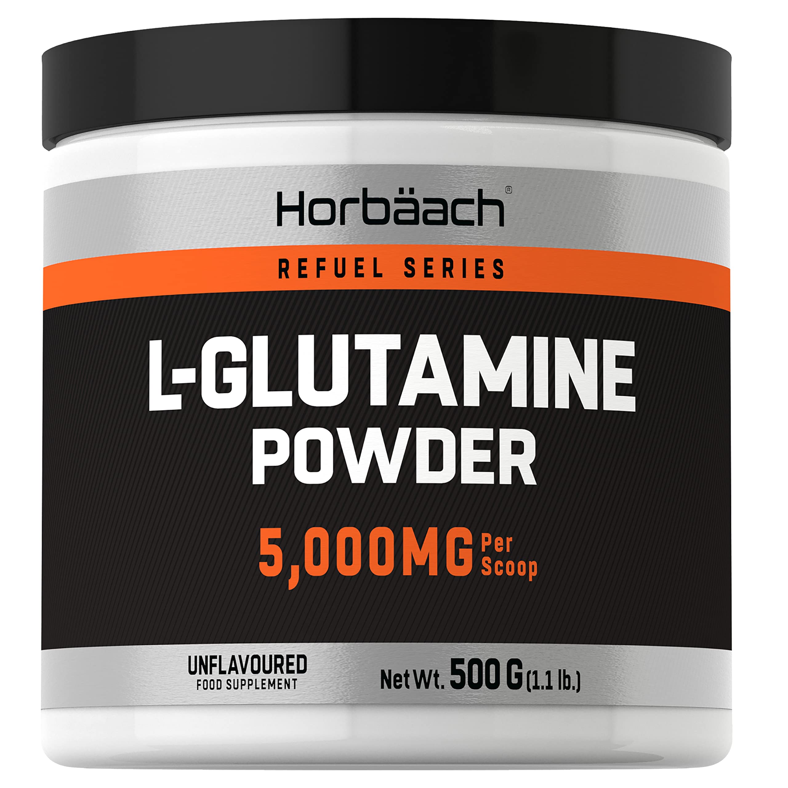 L-Glutamine Powder 500g | 5000mg | Vegan Unflavoured Amino Acid | by Horbaach