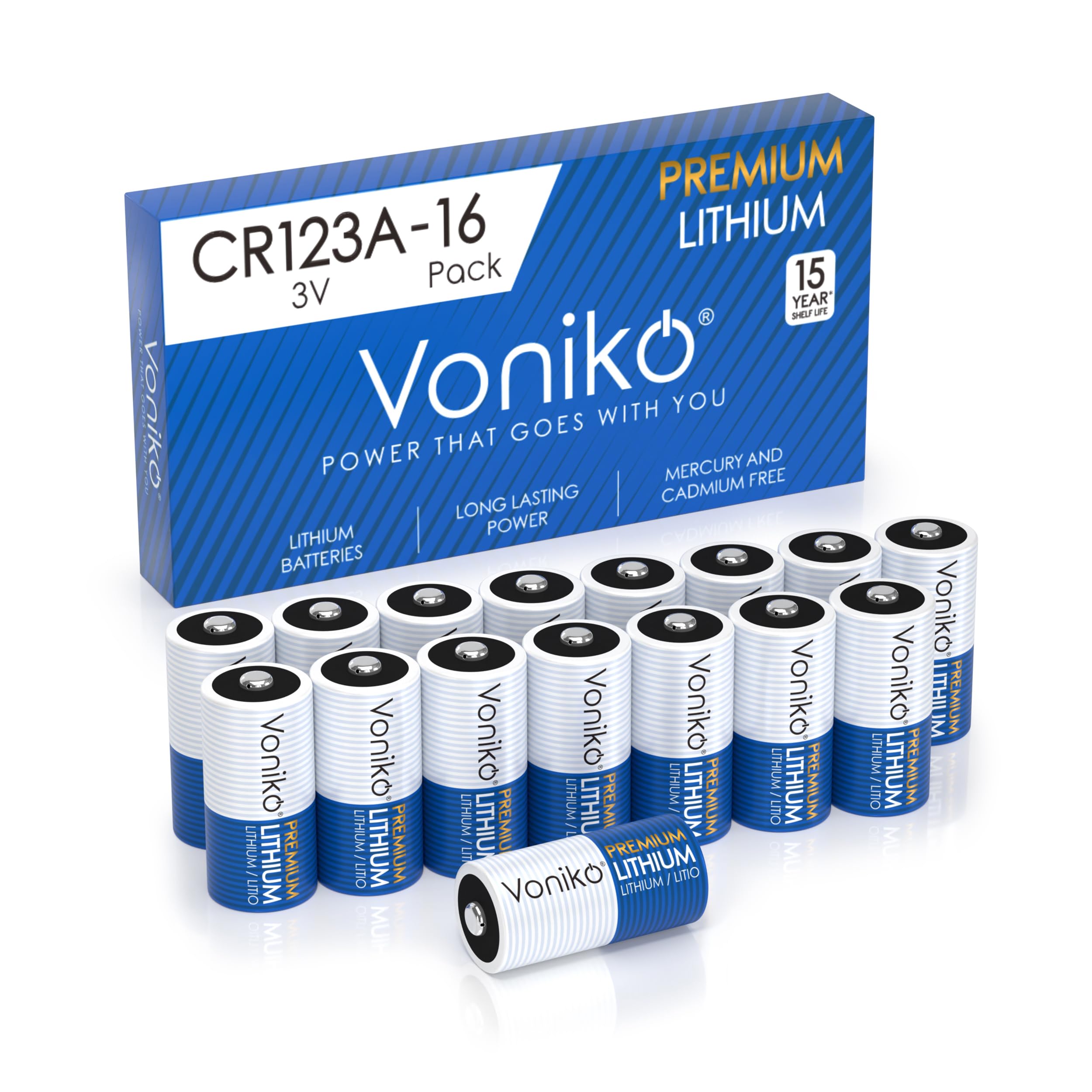 CR123A Premium Lithium Batteries 16 Pack – Photo Lithium Battery – 3 Volt 123 Battery Lithium 15 Years Shelf Life – for Camera, Security and Medical Equipment