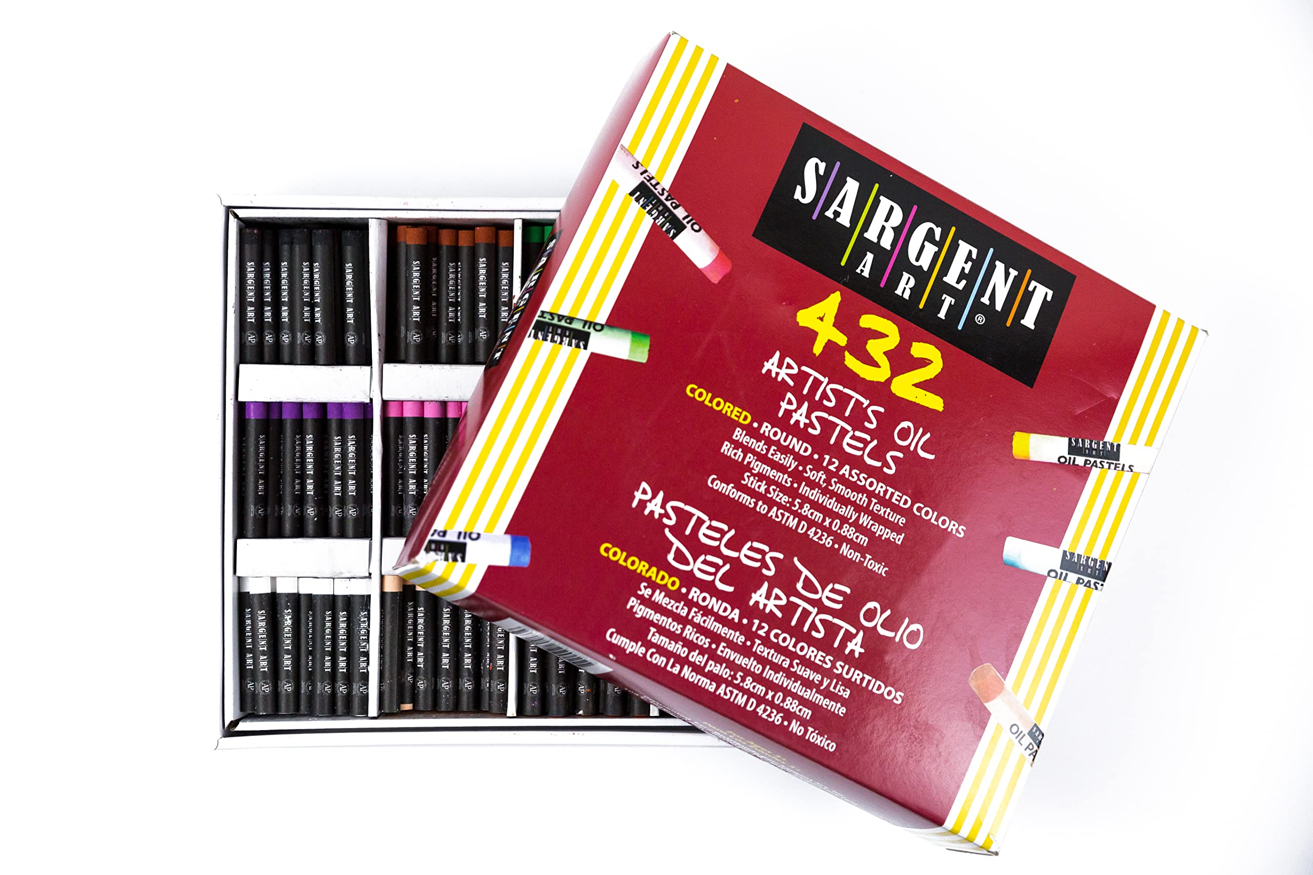 Sargent Art 432 Count Oil Pastels, 12 Colors x 36ct, Perfect classroom pack, Soft Oil Pastels Vibrant and Creamy, Suitable for Artists, Beginners, Students, Kids Art Painting Drawing