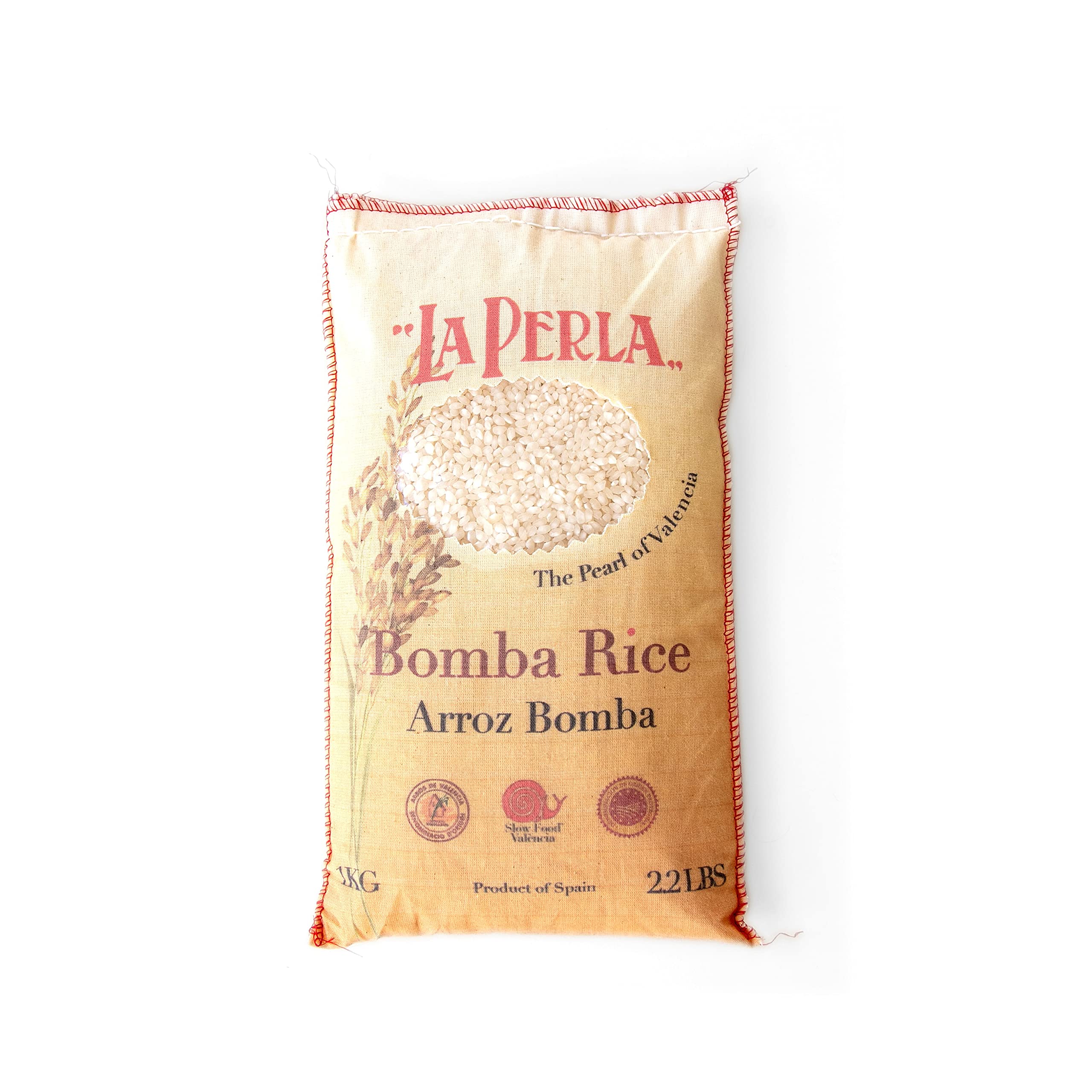 La Perla | Bomba Rice | Denomination of Origin Valencia Spain | Slow Food Valencia Certified | Naturally Grown | Perfect For Paella & All Mediterranean Rice Dishes | 2.2 lbs (1 kg)