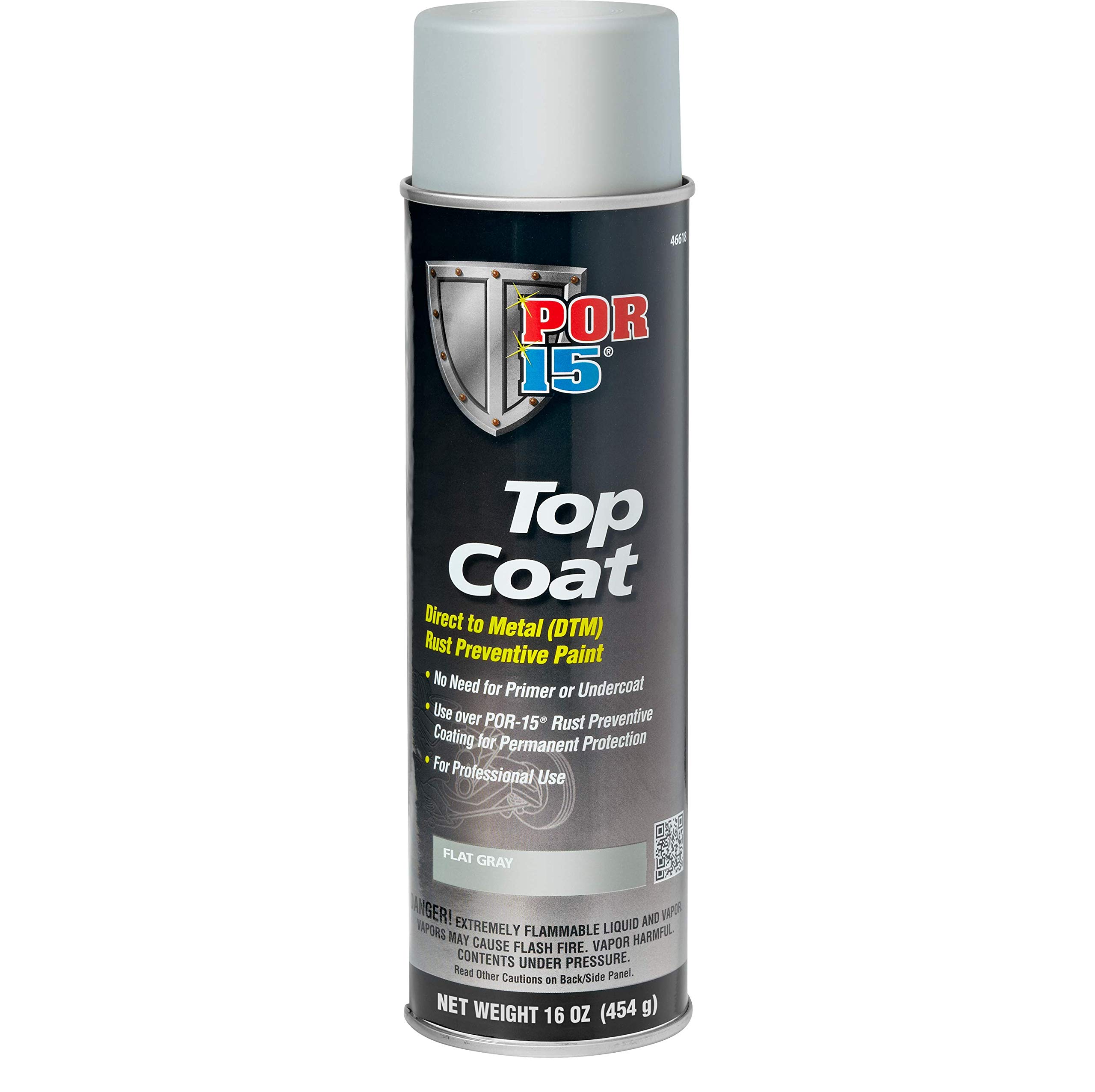 POR-15 Top Coat Spray Paint, Direct to Metal Paint, Long-term Sheen and Color Retention, 16 Fluid Ounces, Flat Gray