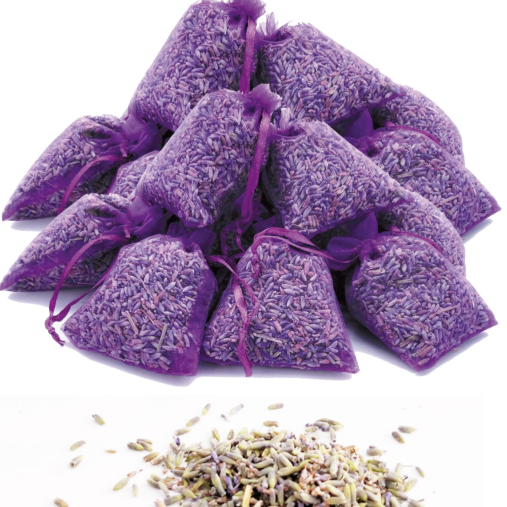 OLILLY Lavender Potpourri Sachet, 25 Dark Purple Bags with Harvest 2022 Lavandin Grosso from Provence - 250 grams