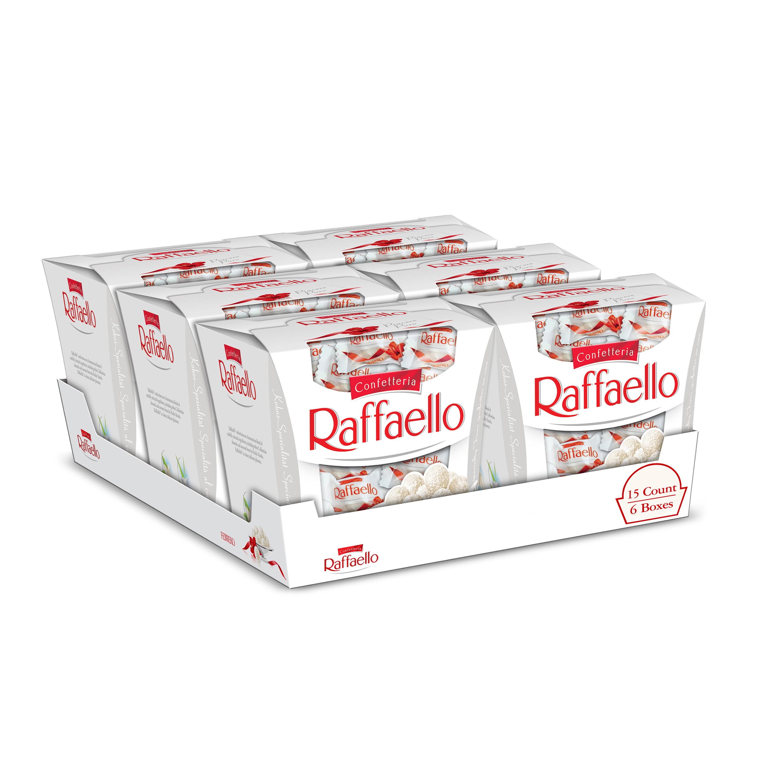 RaffaelloBulk 6 Pack, 15 Count, Premium Gourmet White Almond, Cream and Coconut, Perfect for Holiday Gift Baskets, 5.3 oz Each