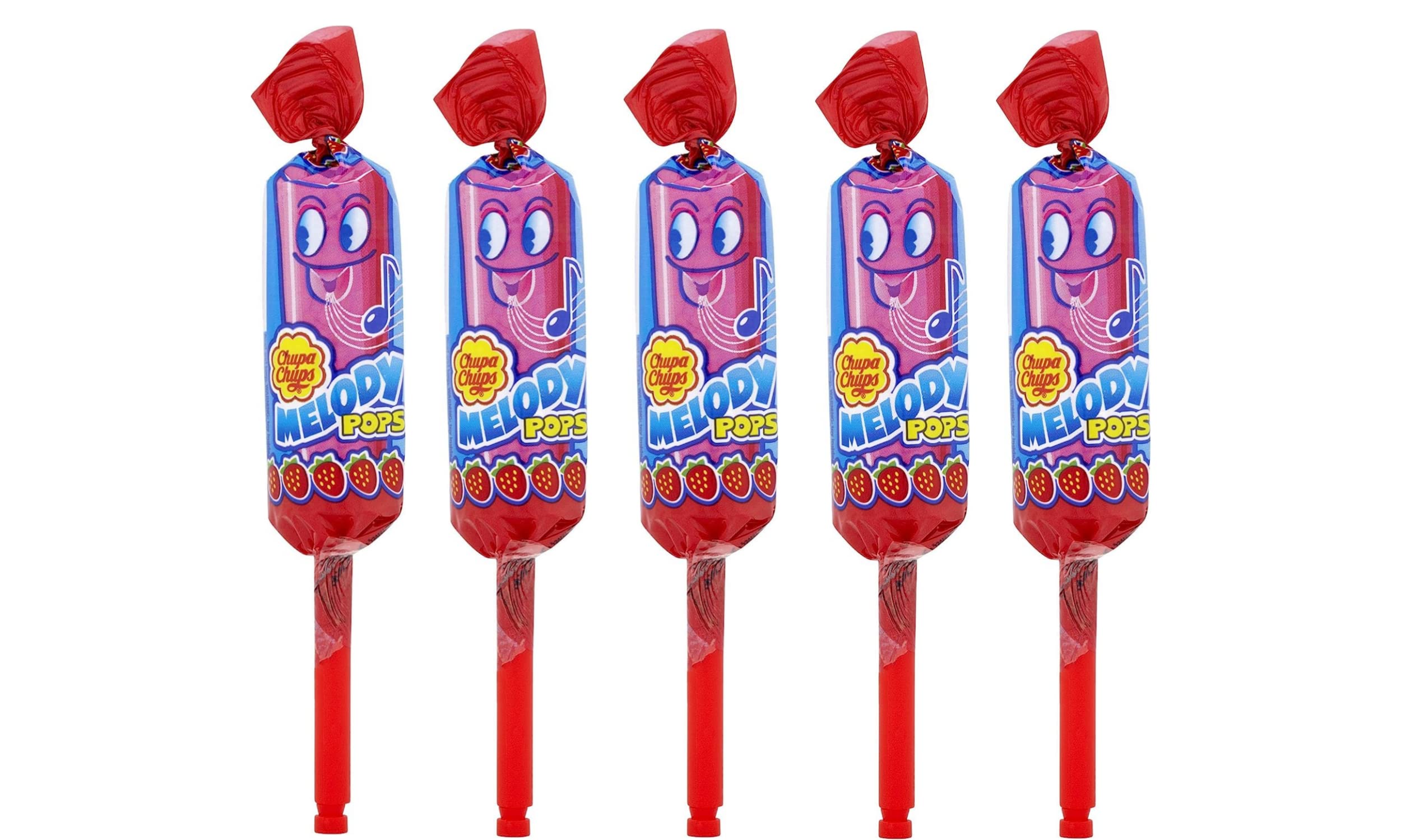 Chupa Chups Party Sweetstrawberry Flavour Melody Pop Imported Lollipops (Pack Of 5) Imported - 75 Gm