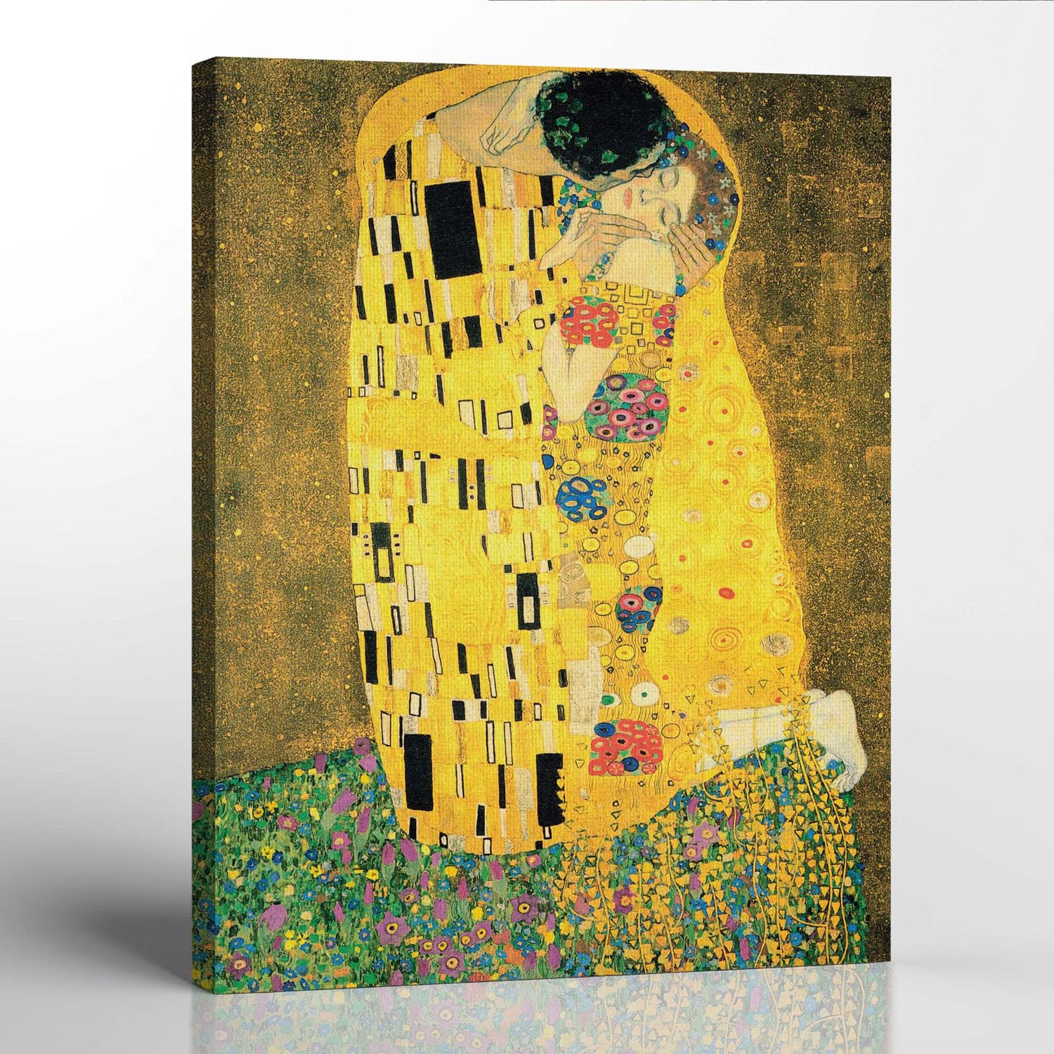 Gustav Klimt Wall Art, The Kiss Canvas Print, Klimt the Kiss, Fine Art, Famous Oil Paintings, The Kiss Art Canvas, Ready To Hang for Living Room Home Wall Decor, C2427-16x20