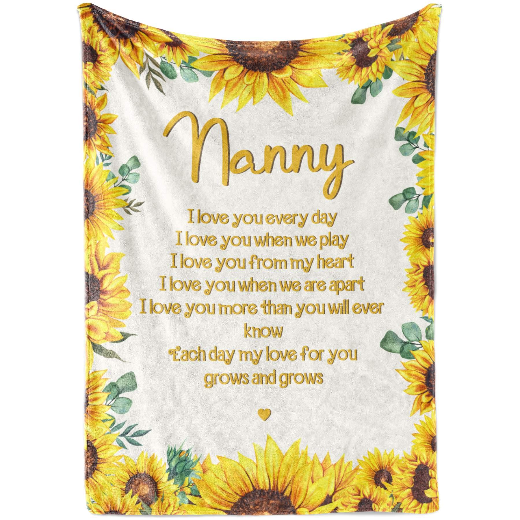 InnoBeta Nanny Sunflower Throw Blanket - Nanny Flannel Blankets Gift for Nanny on Mother's Day, Christmas, Birthday, or Thanksgiving - 50" x 65"