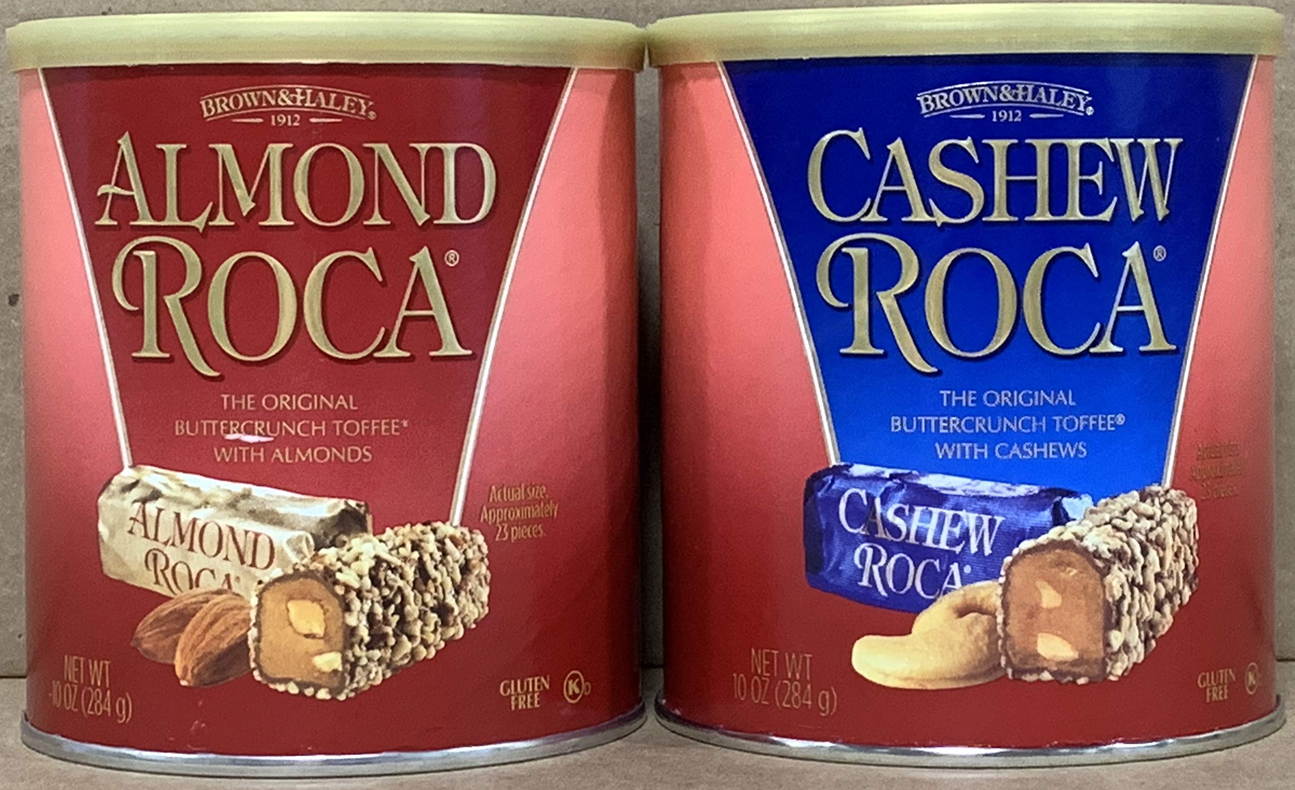 KC Commerce Almond Roca 10 Ounce Canister Variety Pack (Original and Cashew Roca)