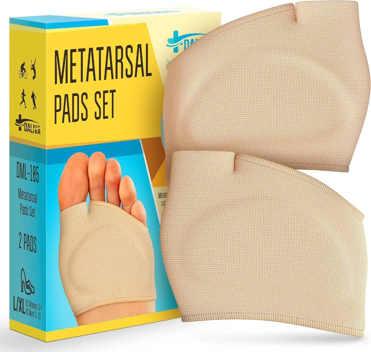 Metatarsal Pads - Ball of Foot Cushions - Foot Pads for Mortons Neuroma Pain Relief - Forefoot Cushioning Sleeve with Built-in Gel Pads - Help Metatarsalgia, Mortons Neuroma