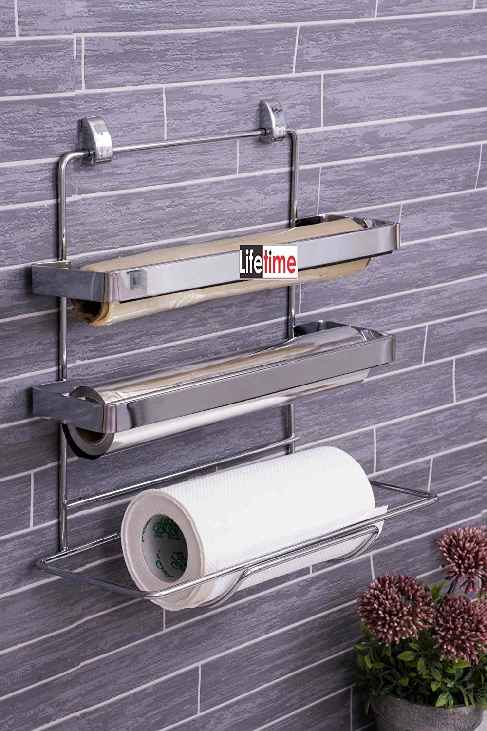 Lifetime Stainless Steel 3 In 1 Triple Paper Dispenser and Holder/Wrap Aluminium Foil and Kitchen Roll