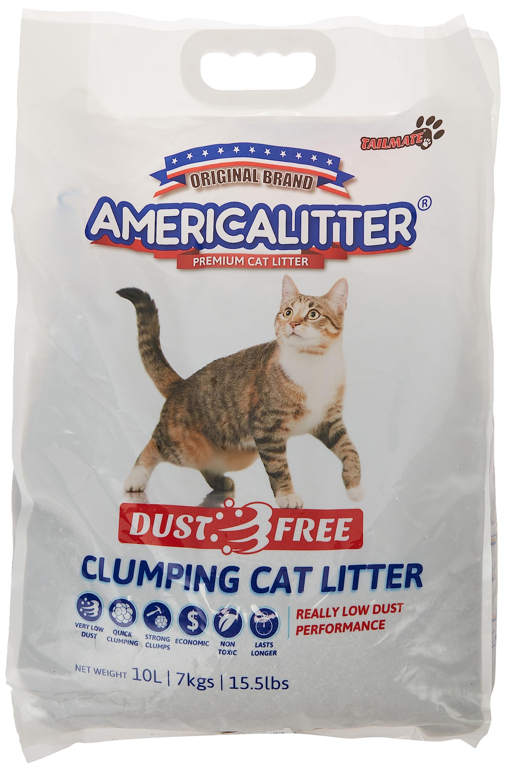 SUNRAY America Litter Cat Litter Dust Free 7Kg / 10L, Grey, CLAMERICADF