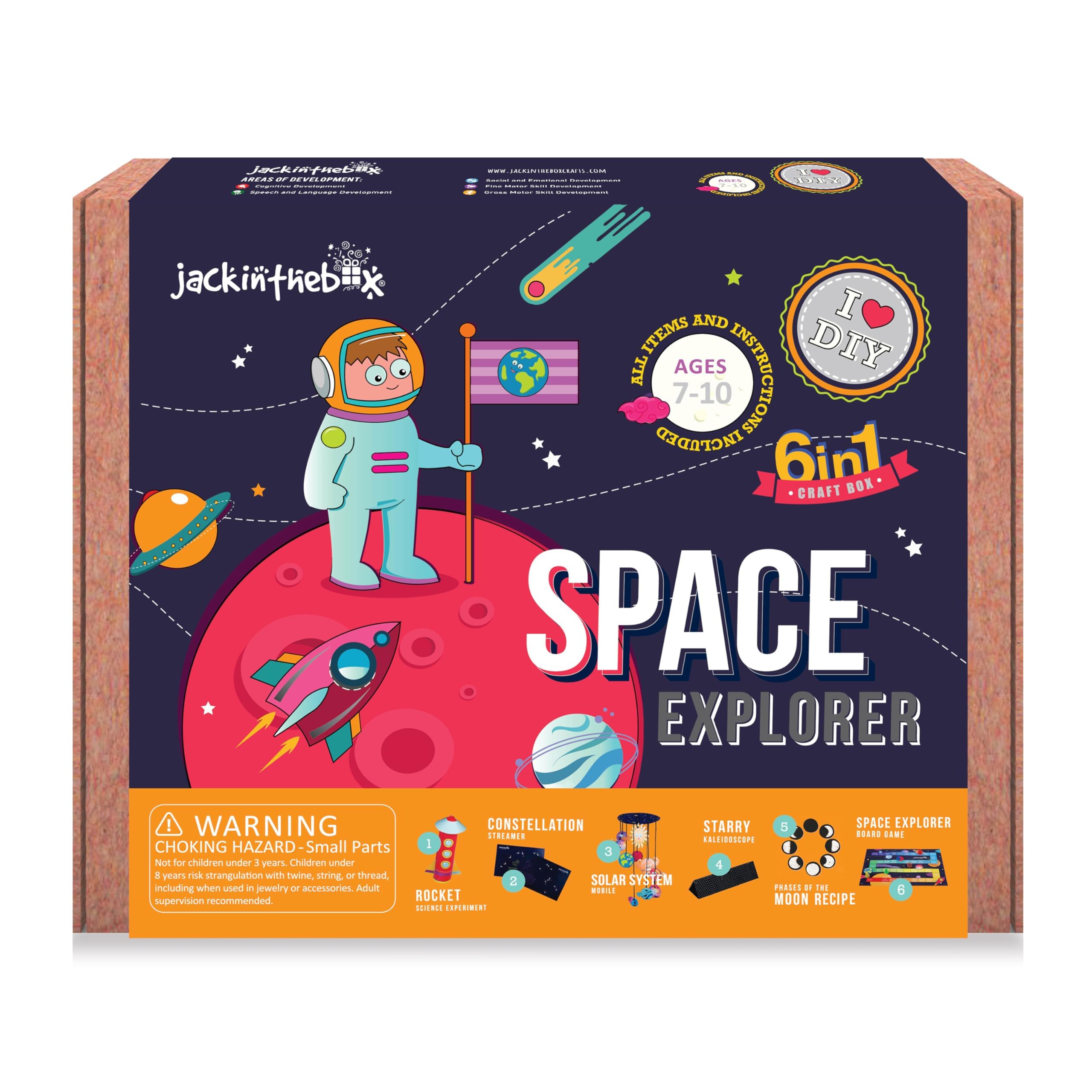 jackinthebox Space Science 6-in-1 Craft Kit Gift for Kids Ages 6-10, Solar System Science Kit for Kids, Space Toys for Kids, Easy DIY STEM Toy for Boys and Girls Ages 6 7 8 9 10