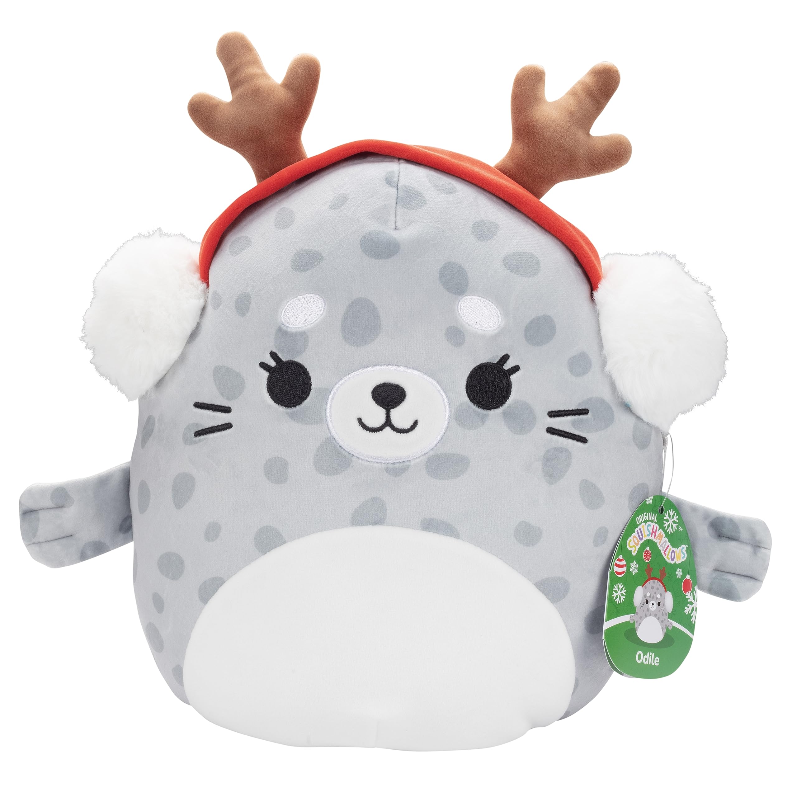 Squishmallows 10" Odile The Spotted Seal - Official Kellytoy Christmas Plush - Collectible Soft & Squishy Holiday Stuffed Animal Toy - Add to Your Squad - Gift for Kids, Girls & Boys - 10 Inch