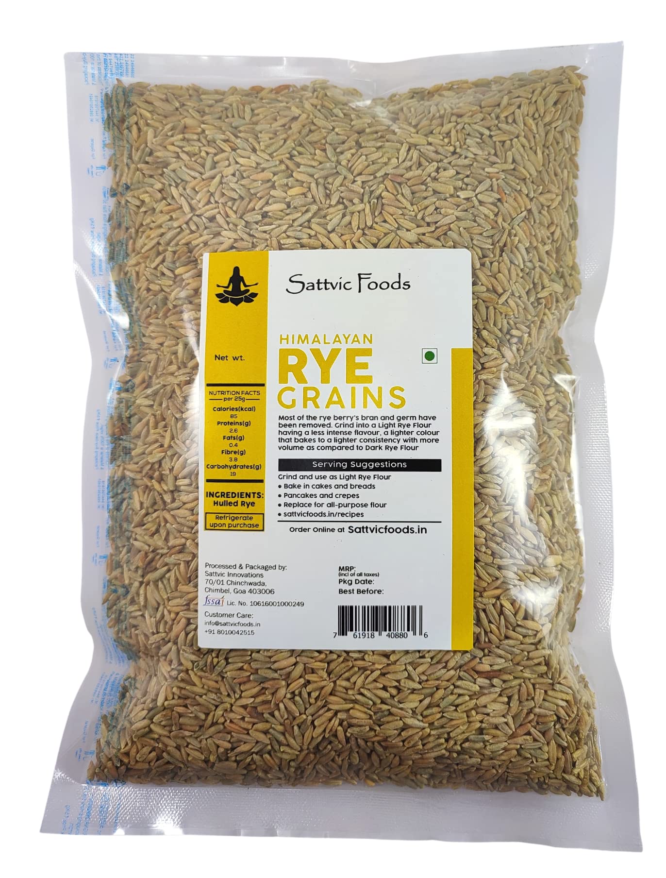 Sattvic Foods Himalayan Rye Grains (400 g) Sourced from Ladakh | Complete Protein, Rich in Fibre | Grind into flour & Bake Bread, Prepare Porridge, Baked Goodies