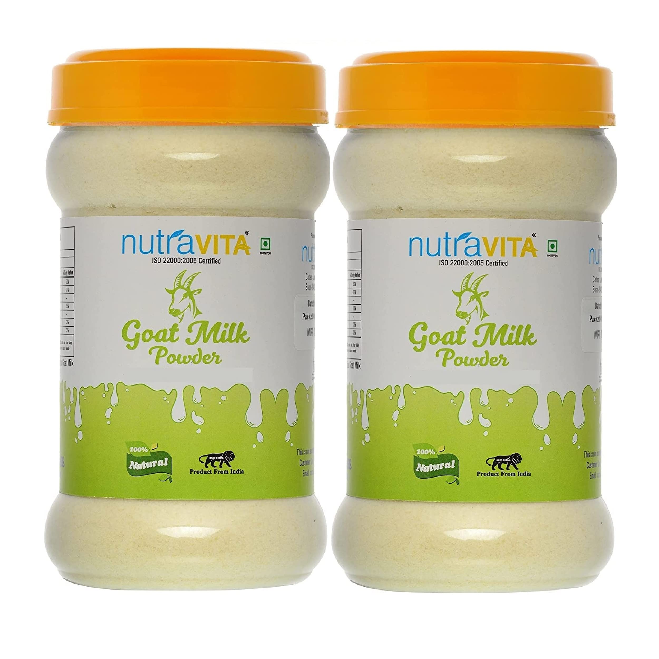 Nutra VitaFreeze Dried Goat Milk Powder 1 KG (2x500) (Natural, Gluten Free, No Added Color, Flavours or Preservatives) 1 KG Packed in 100% Food Grade reusable PET Bottle