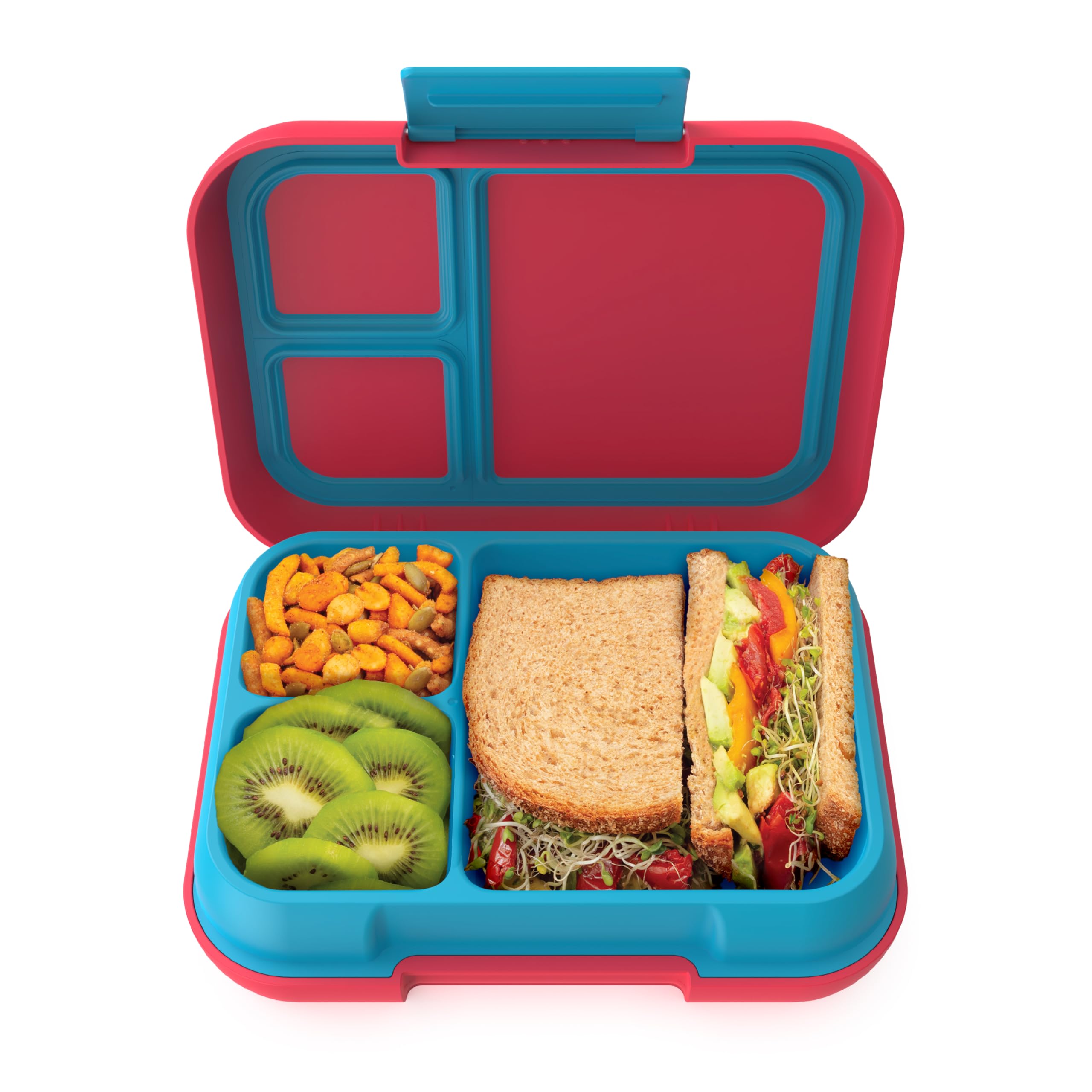 BentgoPop 3 Compartment Lunchbox - Flame Red/Turqooise