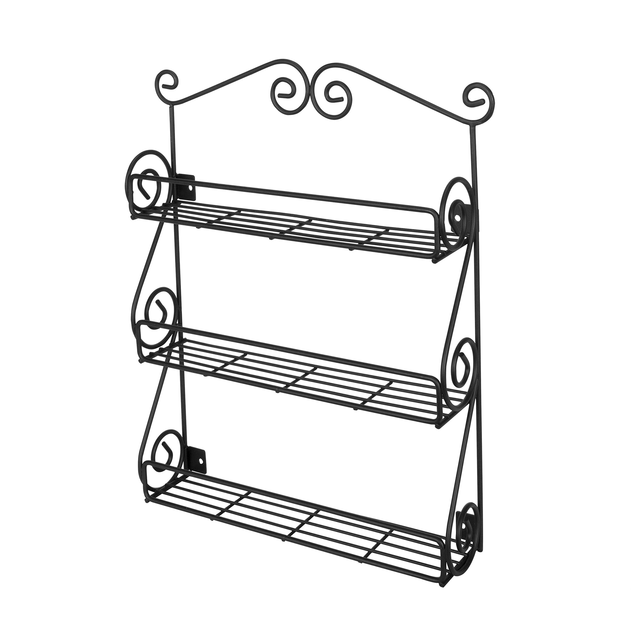 Spectrum Diversified Scroll Spice Wall Mount Rack, Black