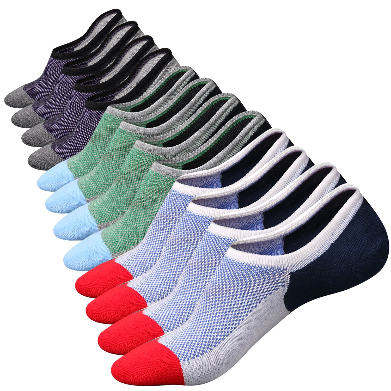 Mottee&Zconia No Show Sock Low Cut Ankle Short Socks for Men Basic Casual Anti-skid Cotton Socks with Non Slip Grips