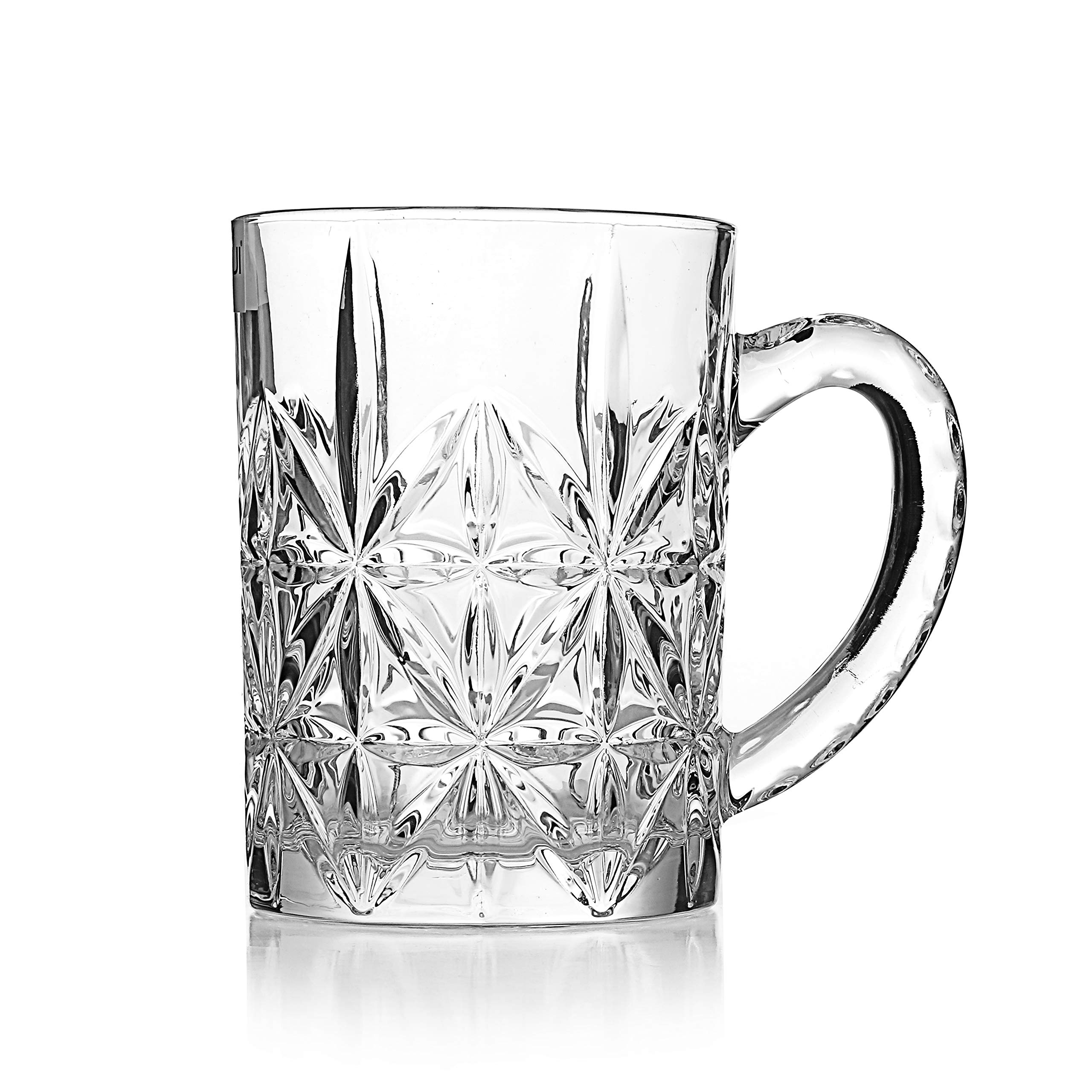 MZP Italin Premium Luxury Glass Beer Mug, Traditional Beer Mug Set, Beer Mugs with Handles, Beer Glasses, Beer Mug Set of 2 | 4 | 6 (400 ML, 4)