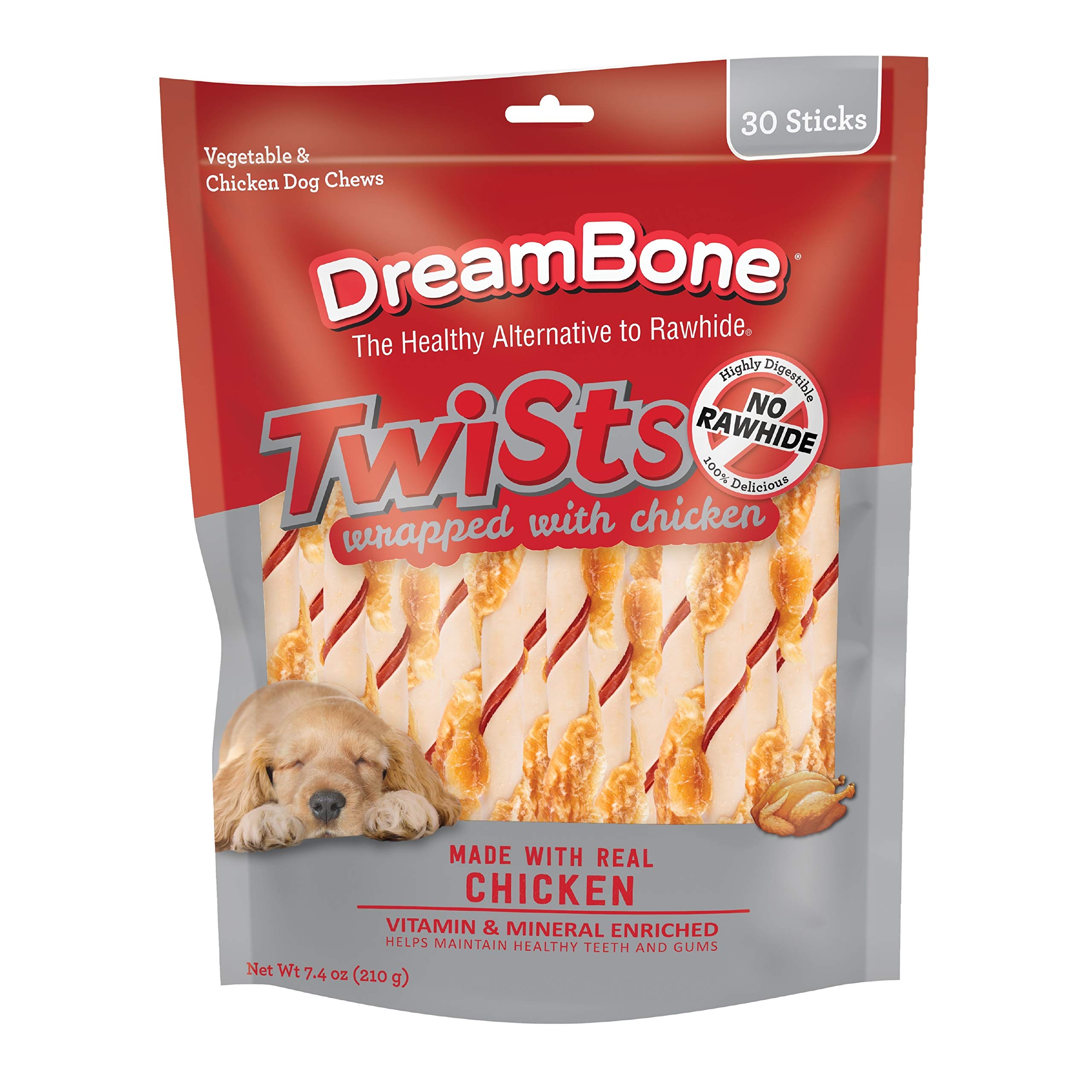 SNUNGPHIR DreamBone Twist Sticks, Rawhide-Free Chews for Dogs, with Real Chicken