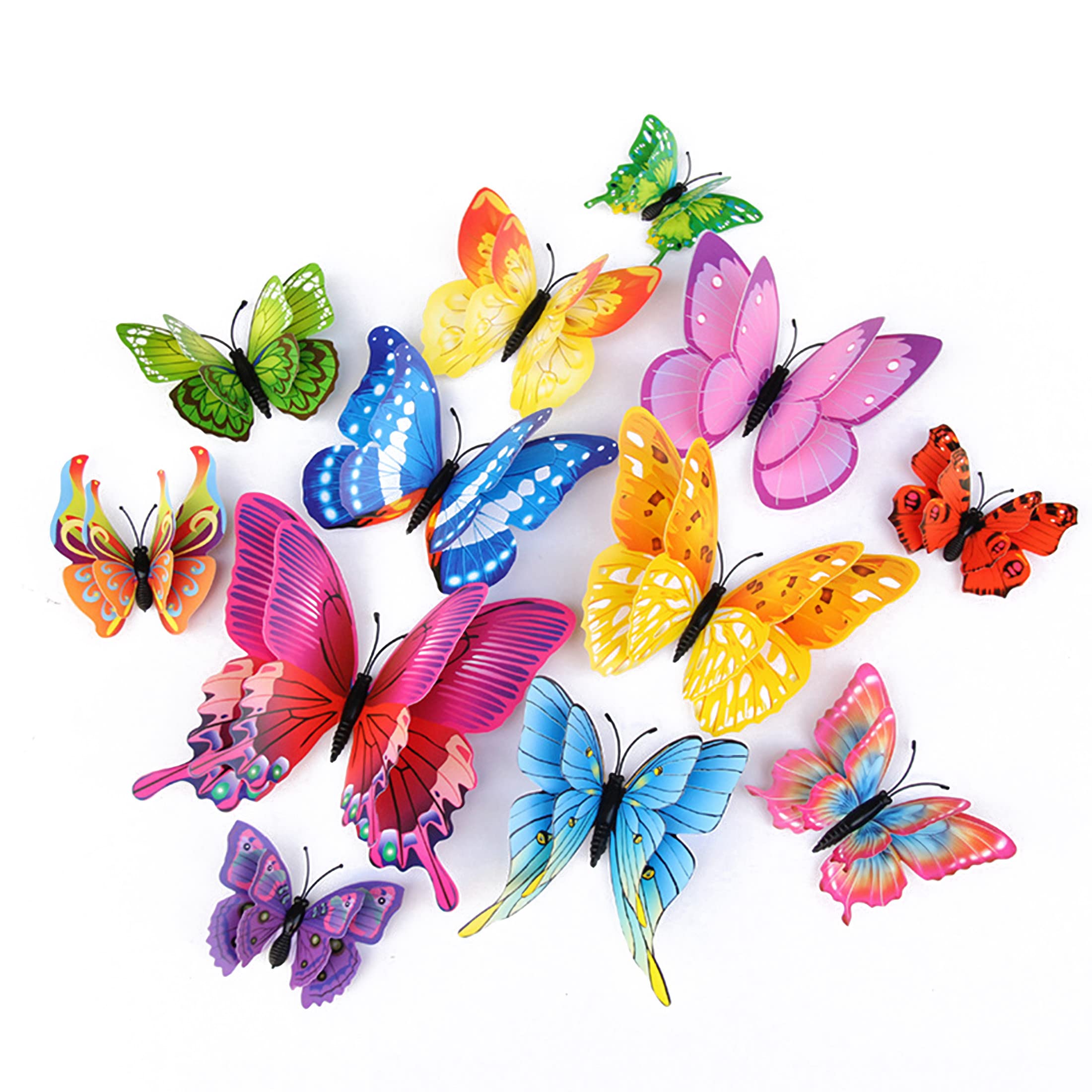 Butterfly Wall Decor 24/48 PCS, 3D Butterflies Stickers for Party Decorations with Magnets(Colorful, 24)