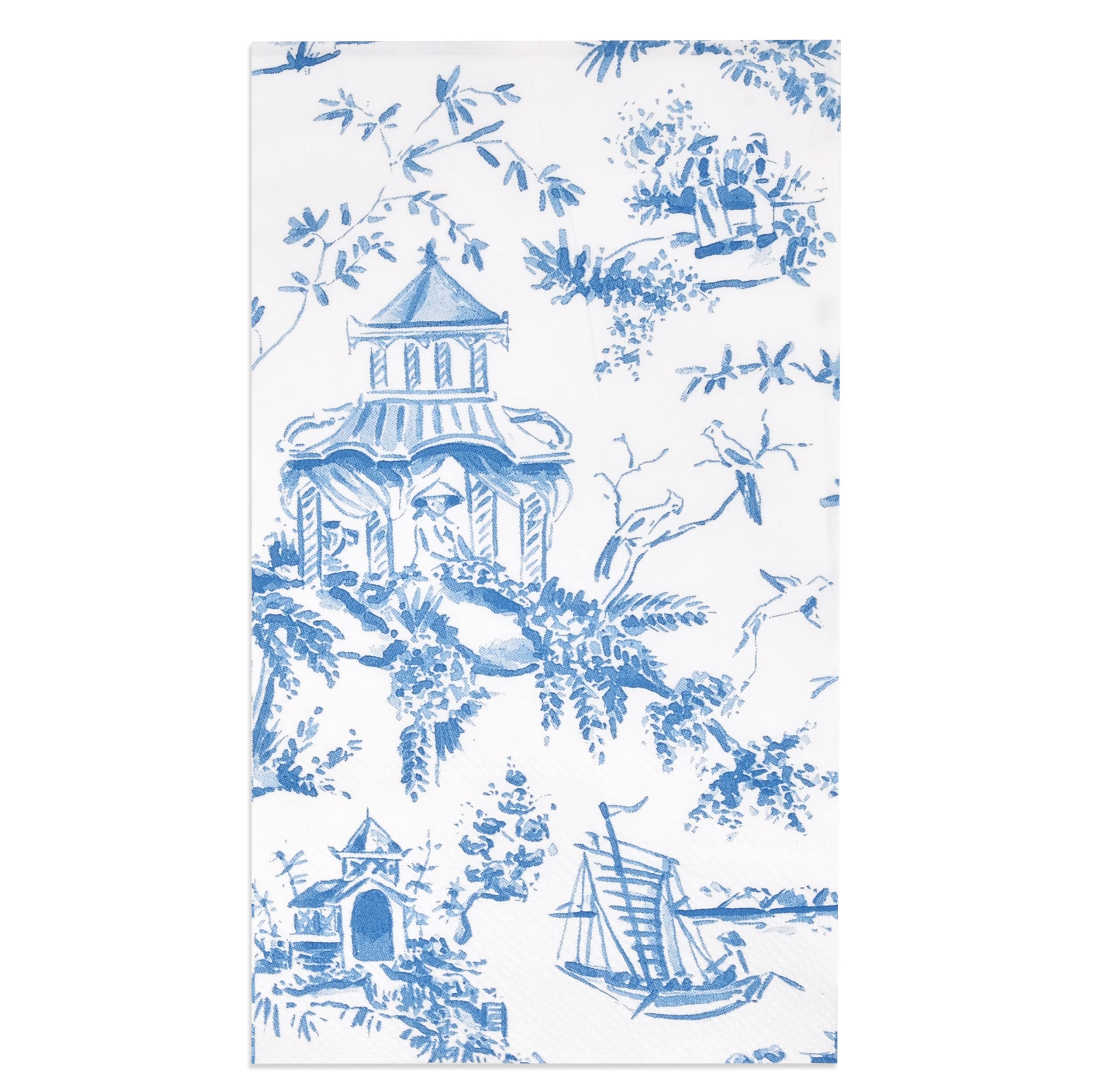 100 Blue Tuscan Guest Napkins Decorative Hand Towels 3 Ply Disposable Paper Tuscany Pagoda Napkins for Bathroom Toilet Powder Room Holiday Wedding Bridal Shower Birthday Dinner Party Napkin Towel