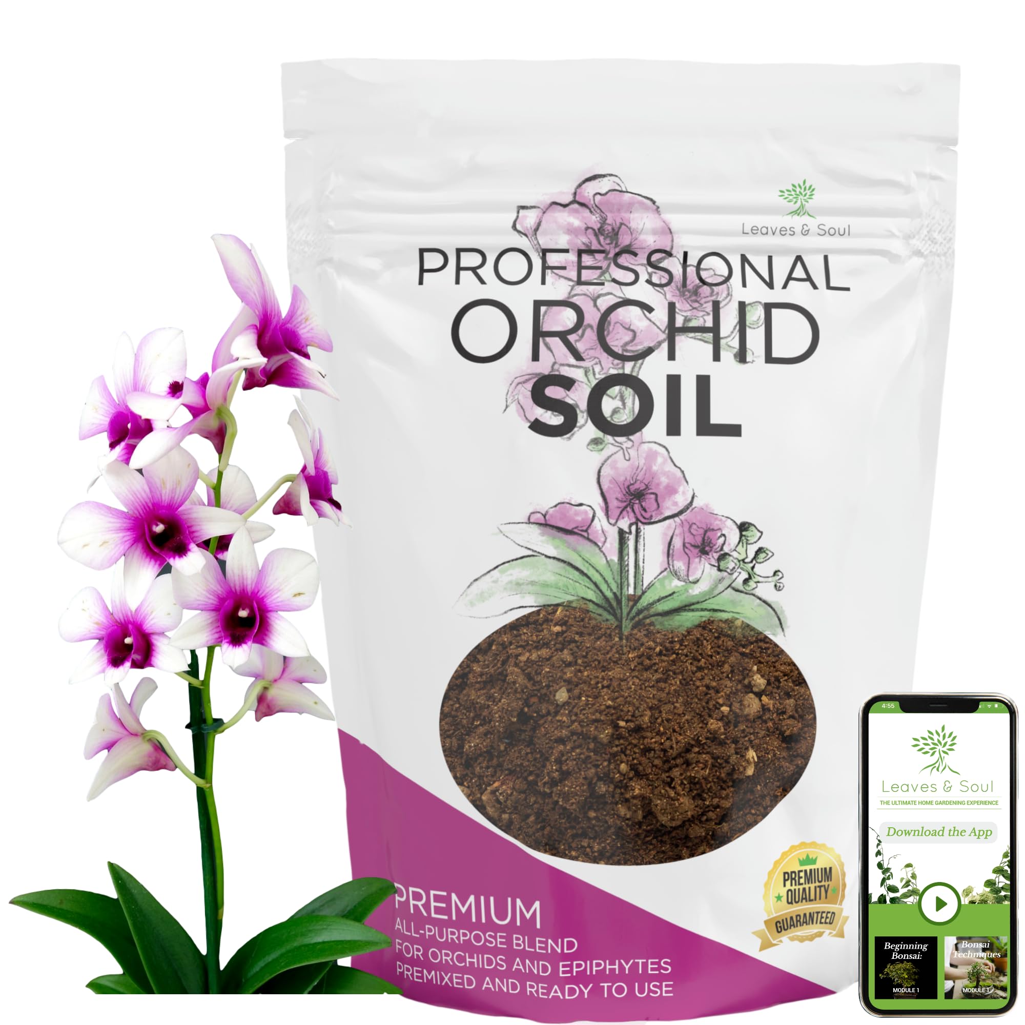 Orchid Soil Premium All Purpose Blend | Large 2.2 Quarts | Ready to Use for Orchids, Bromeliads, Epiphytic Plants | Lava, Calcined Clay and Pinebark | Made in USA