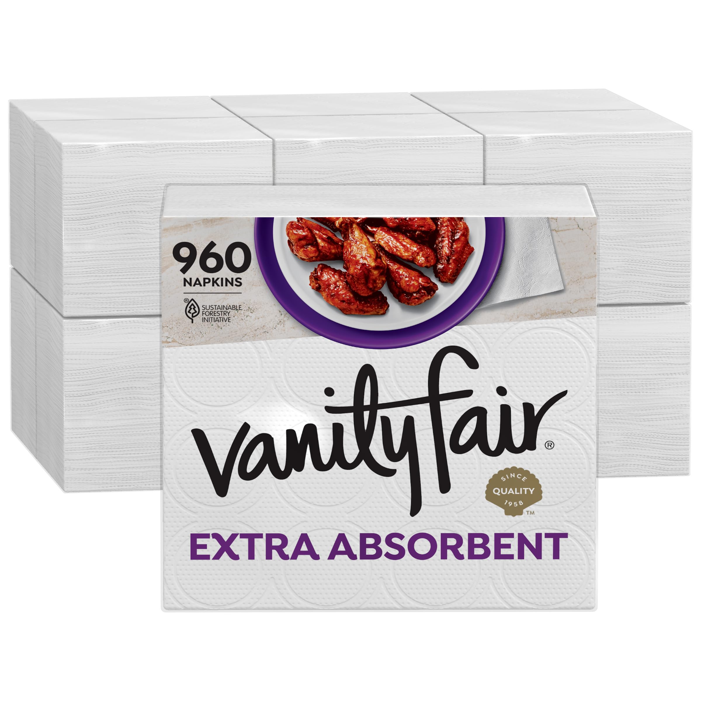 Vanity Fair Extra Absorbent Premium Paper Napkins, 960 Count, Disposable Napkins Made Soft and Strong for Messy Meals and Everyday Use