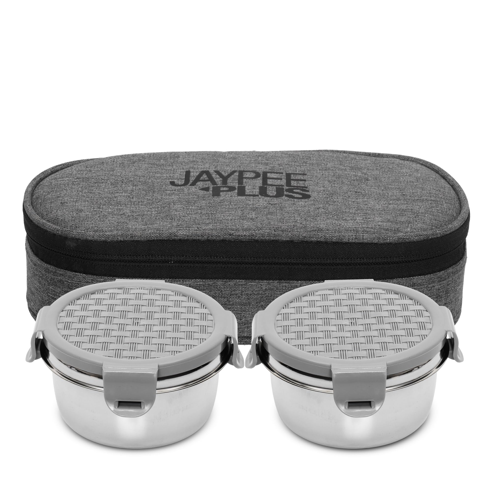 Jaypee PlusDouble Delight Stainless Steel Container Lunch Box | Leak Proof | Ring Free with Silicon Seal| Locking System | Air Tight Tiffin Box for Office | BPA Free 300 ml Grey