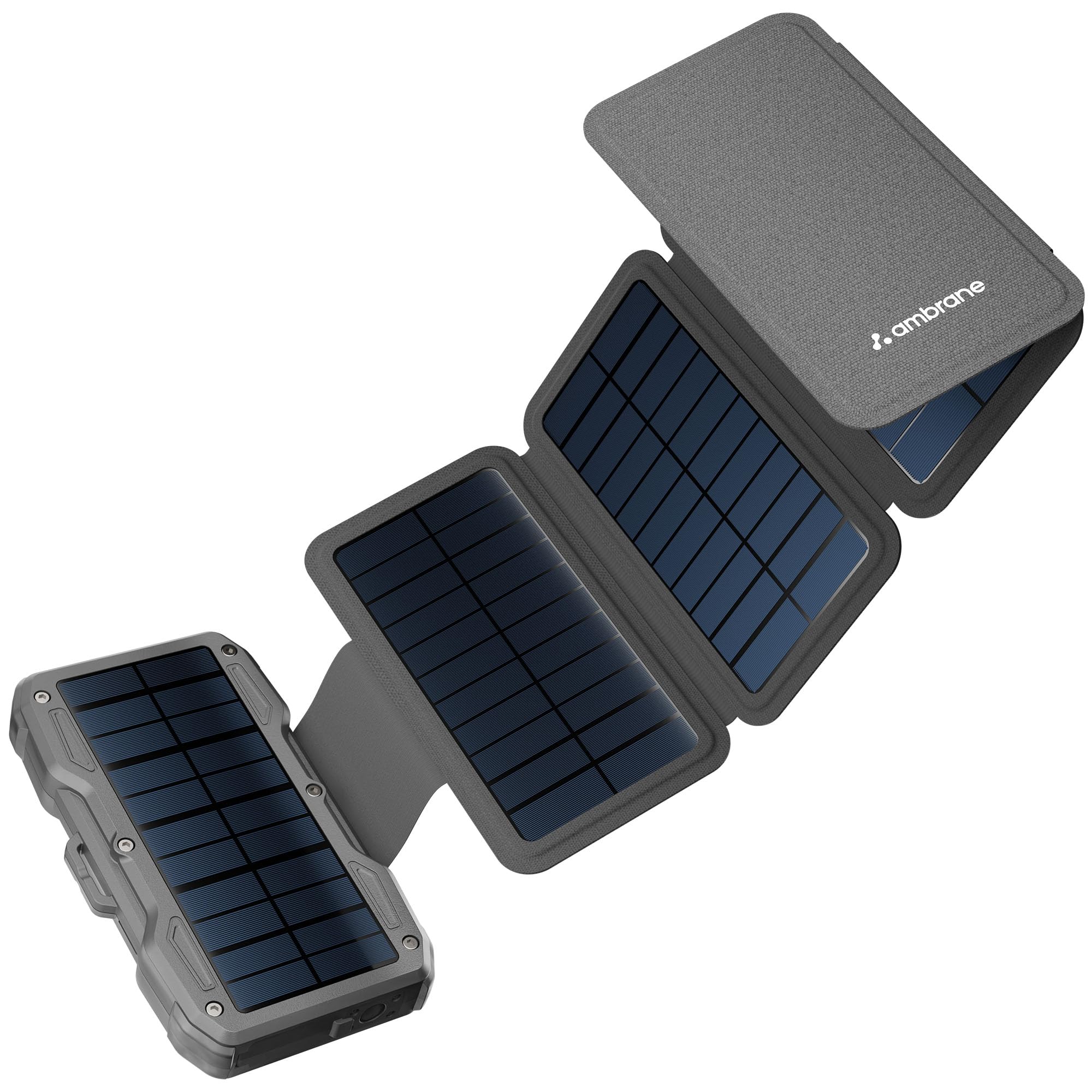 Ambrane Solar Powerbank 10000mAh with 5 Solar Panels, 5 Days Recharge time in Sunlight, 22.5W Fast Charging, USB & Type C Output for iPhone, Android & Other Devices, Led Flashlight (Solar 10k, Black)